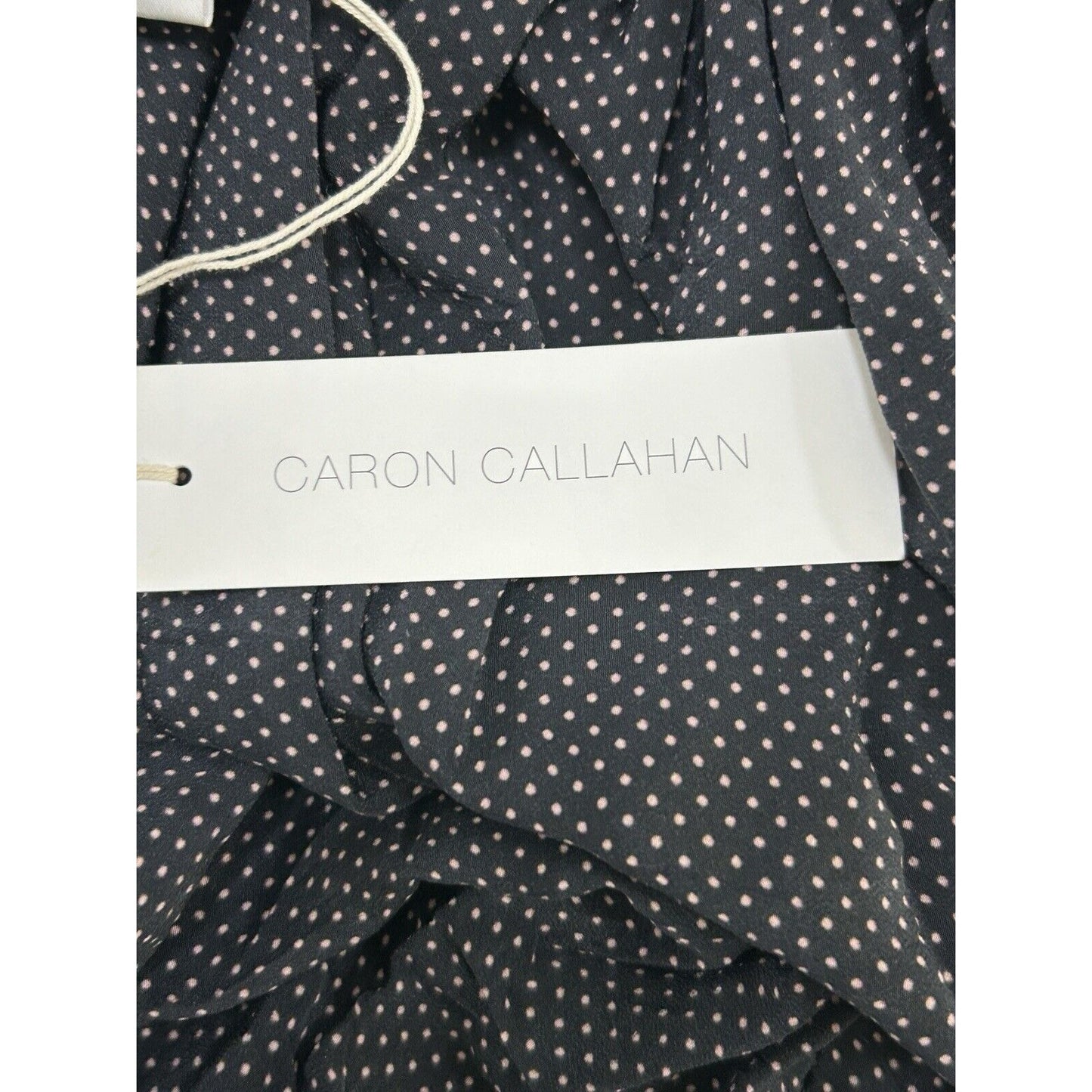 NWT Caron Callahan Pico Black Micro Dot USA Raw Hem Dress Size Small S MSRP $552