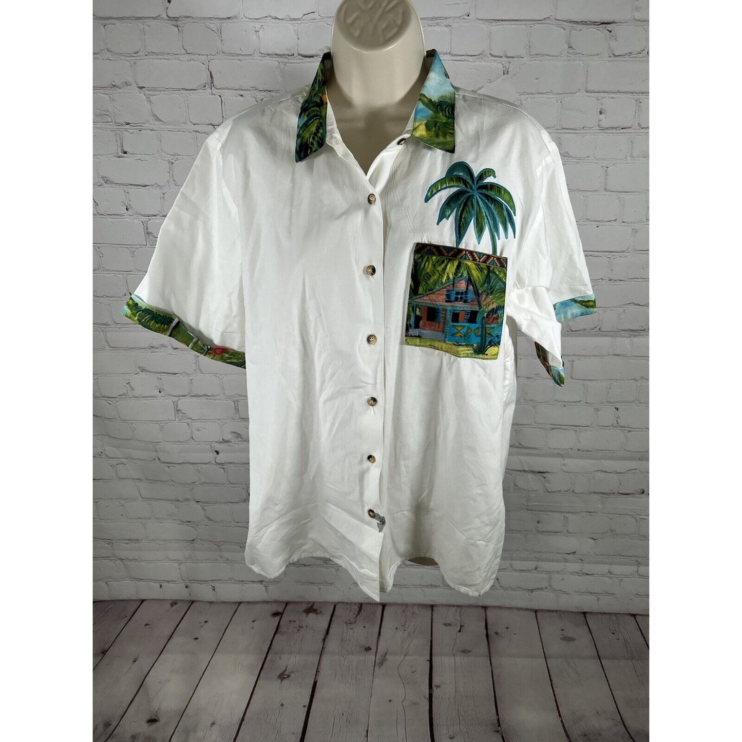 VTG Pine Cove Authentic Dry Goods Women’s Short Sleeve Button Up Shirt XL