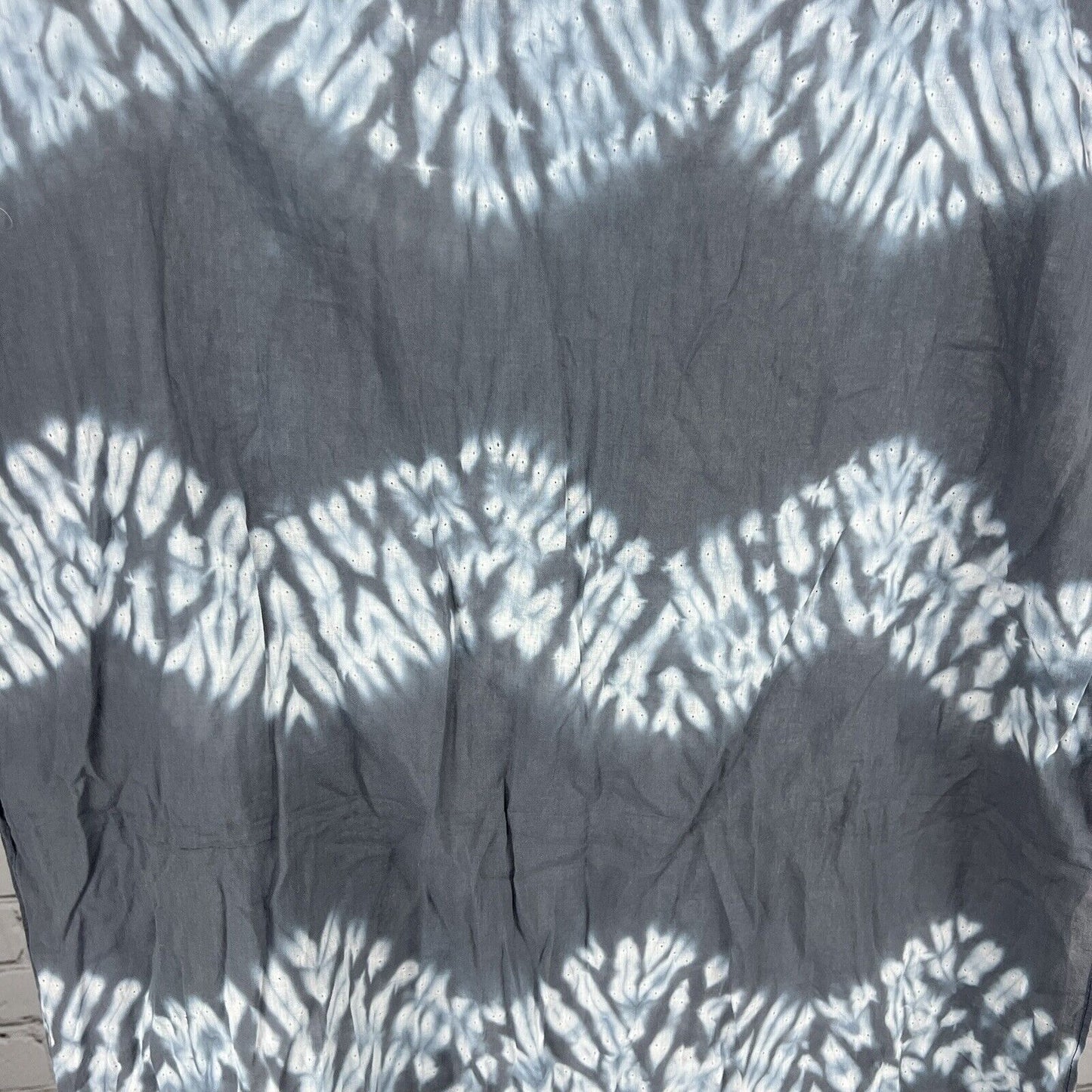 NWT Matr Boomie Blue Grey Dotted Tie Dyed Wavey Tasseled Scarf India Handmade