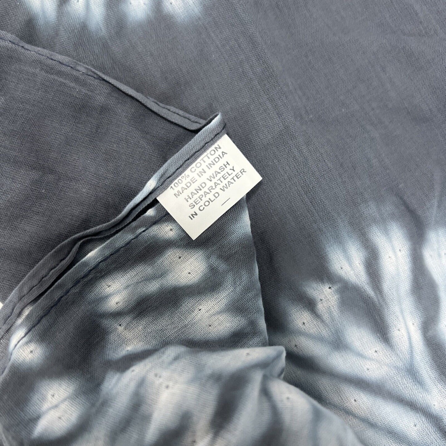NWT Matr Boomie Blue Grey Dotted Tie Dyed Wavey Tasseled Scarf India Handmade