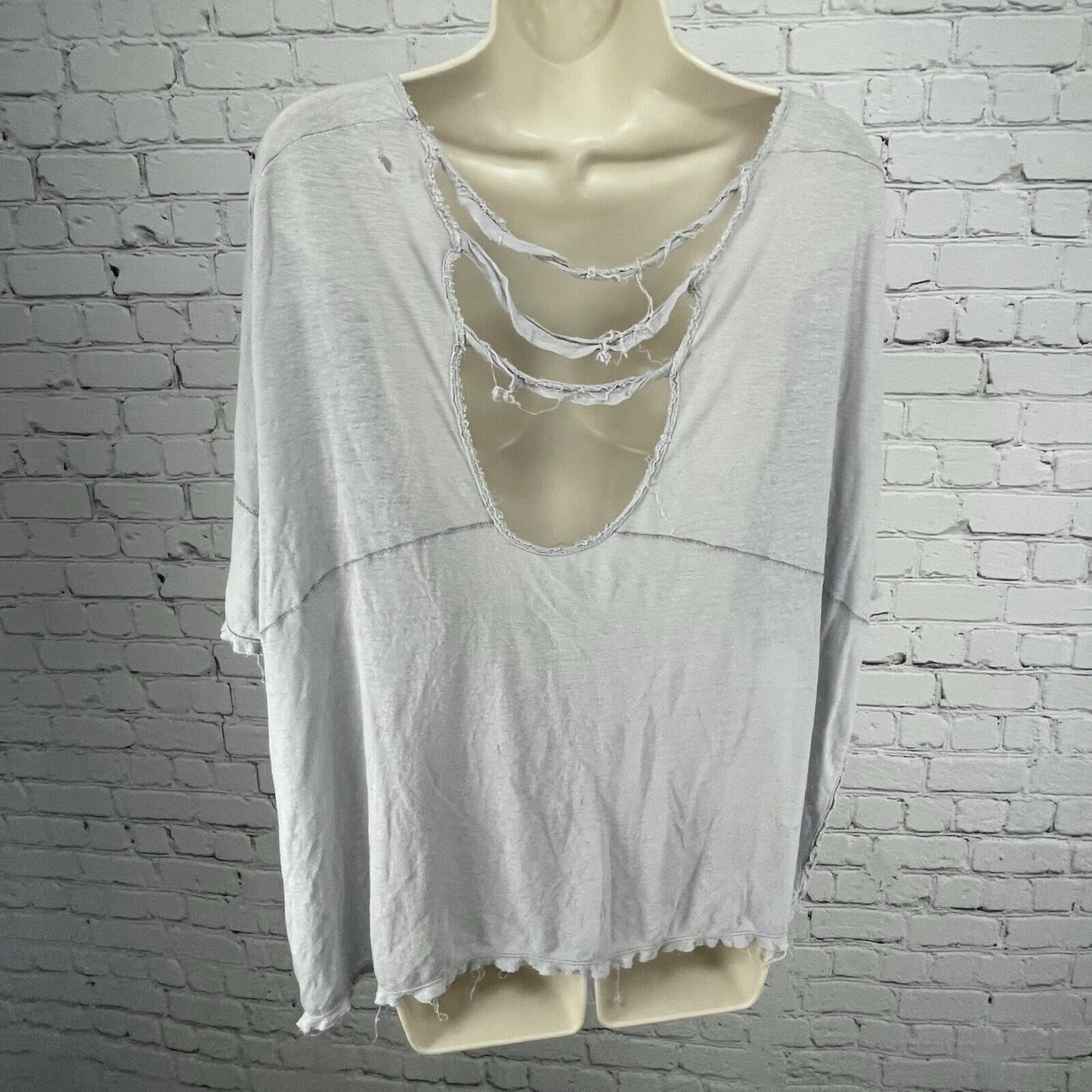 Free People Relaxed Fit Geometric Floral Linen Blend Short Sleeve Shirt Size XS