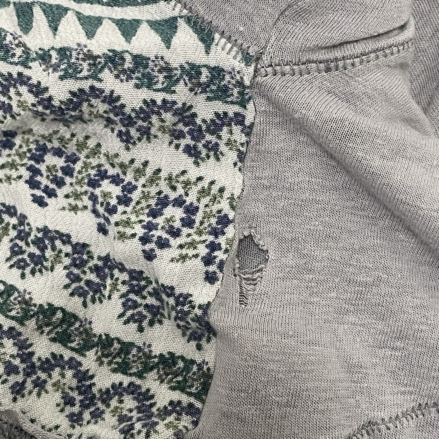 Free People Relaxed Fit Geometric Floral Linen Blend Short Sleeve Shirt Size XS