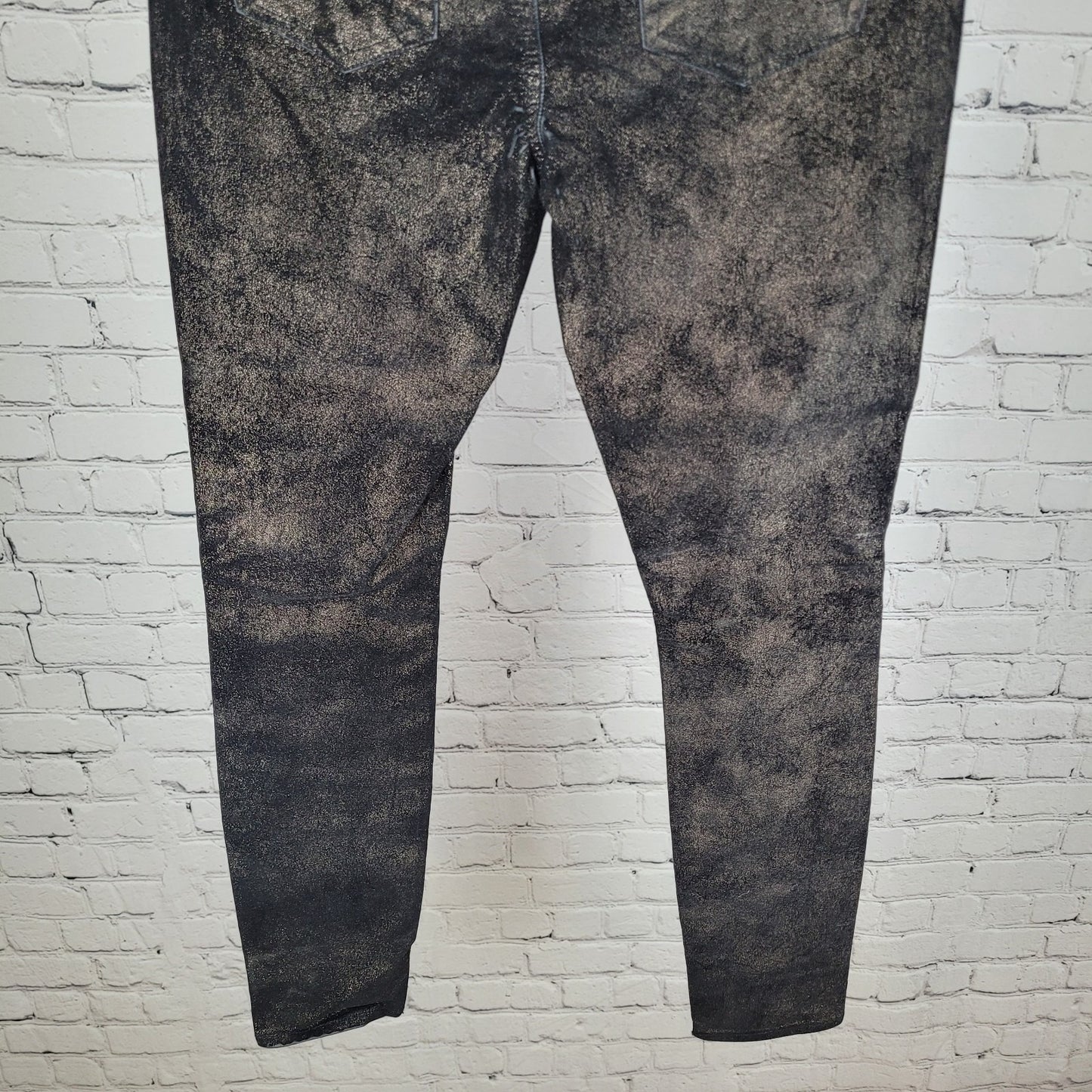 7 For All Mankind Black Metallic Shimmer Low Rise Skinny Pants Size 25 (25x29)