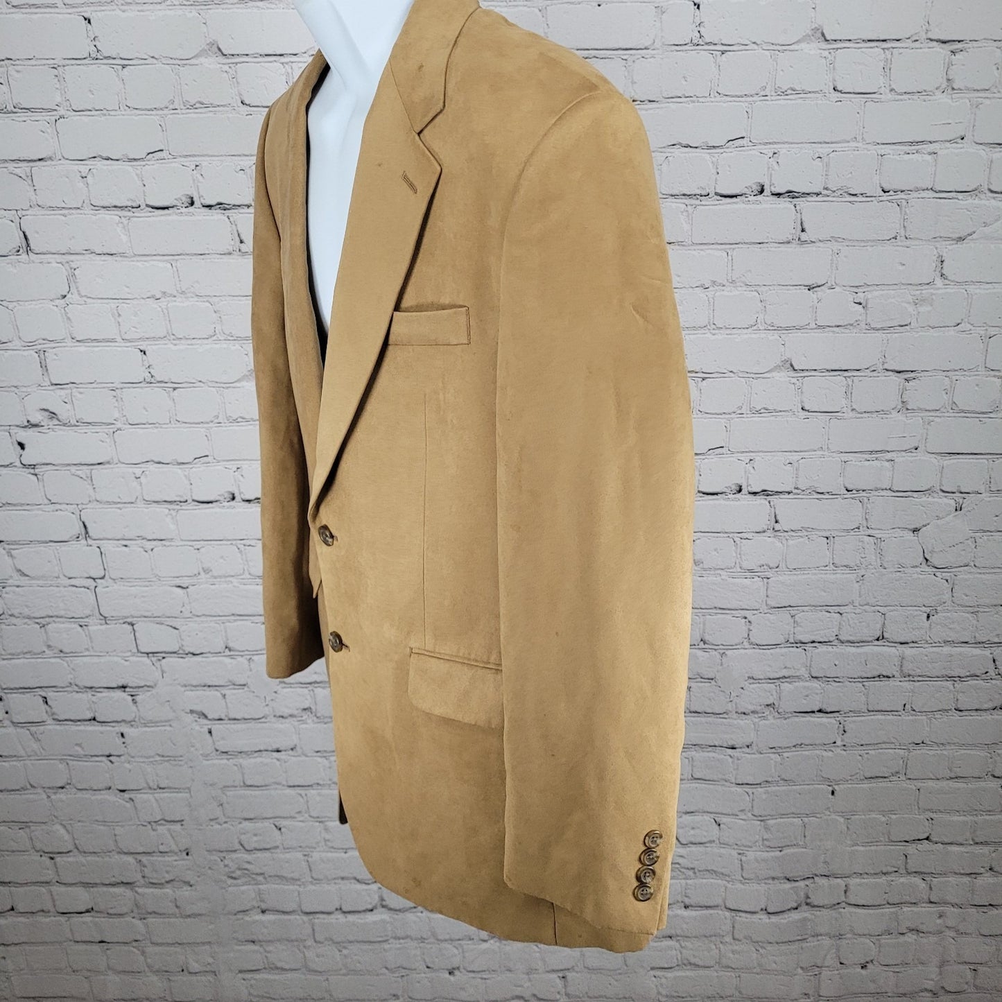 Chaps Ralph Lauren Tan Microfiber 2 Button Vented Notch Blazer Jacket Size 42