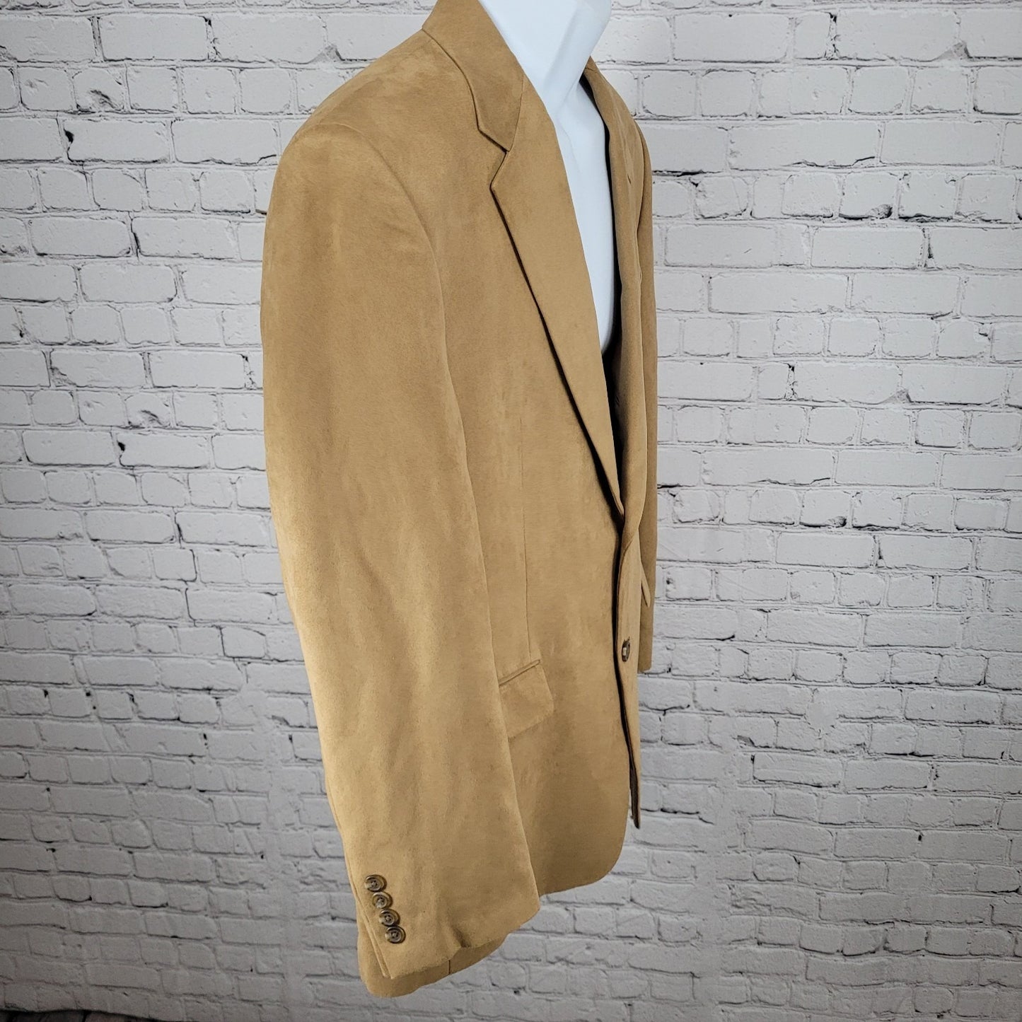 Chaps Ralph Lauren Tan Microfiber 2 Button Vented Notch Blazer Jacket Size 42