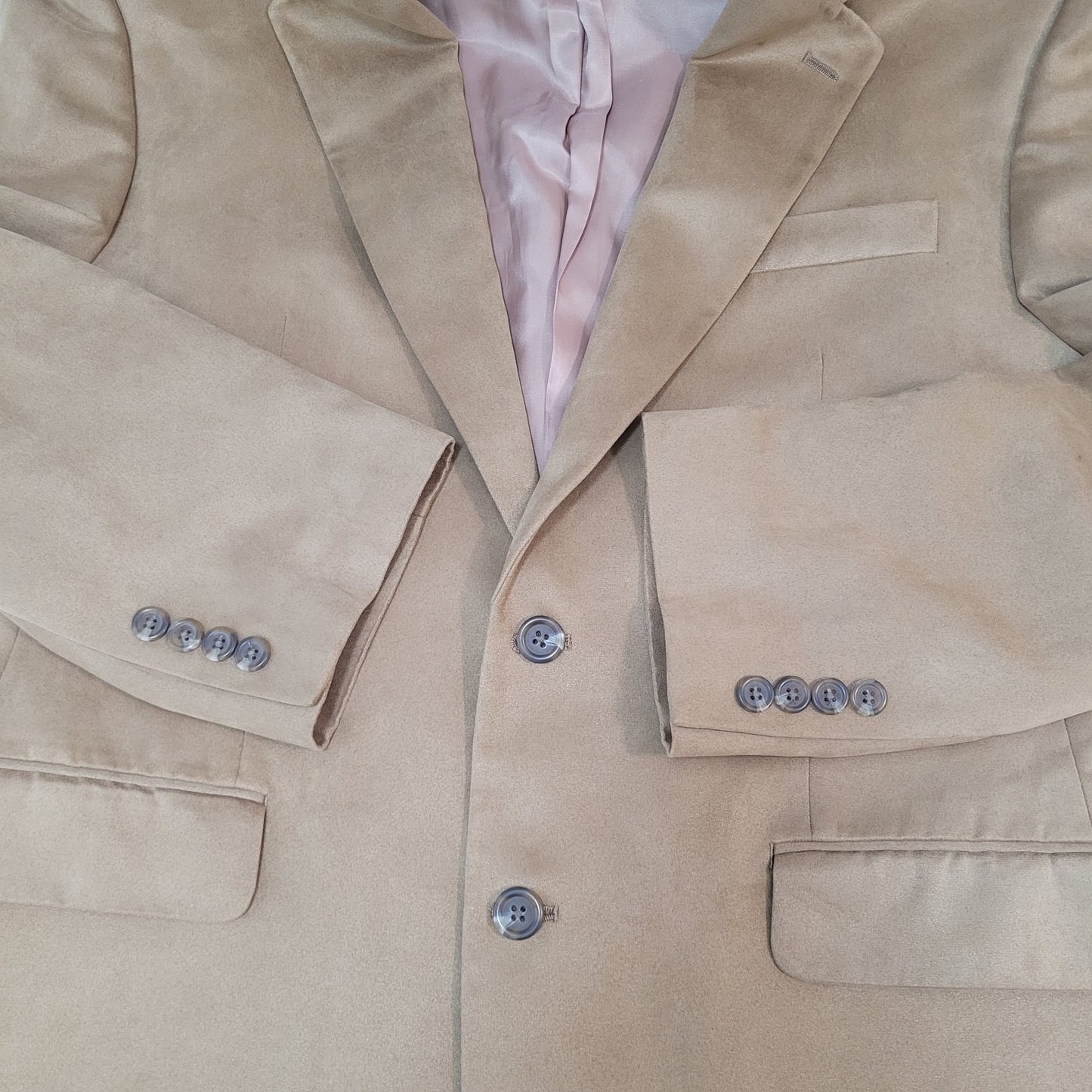 Chaps Ralph Lauren Tan Microfiber 2 Button Vented Notch Blazer Jacket Size 42