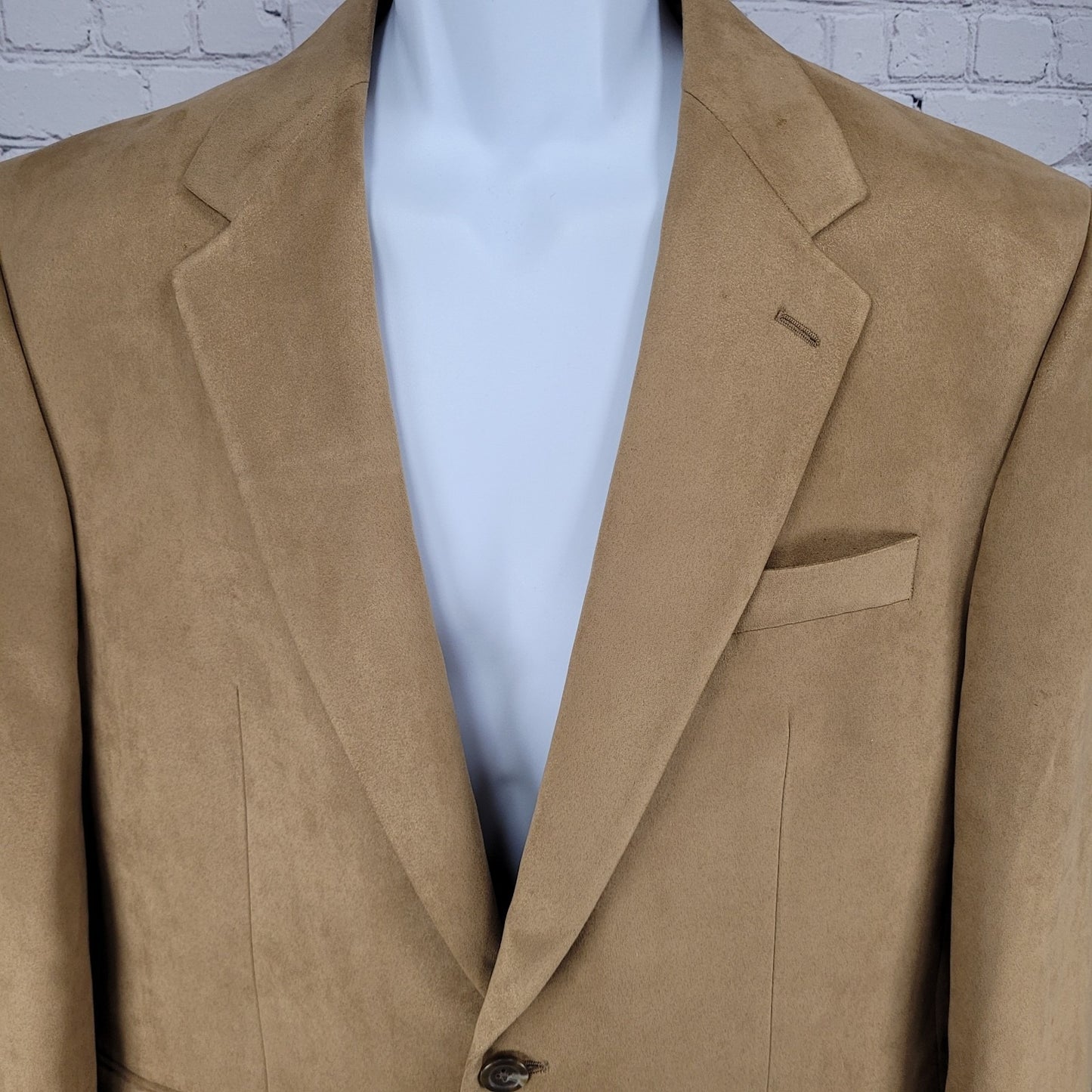 Chaps Ralph Lauren Tan Microfiber 2 Button Vented Notch Blazer Jacket Size 42