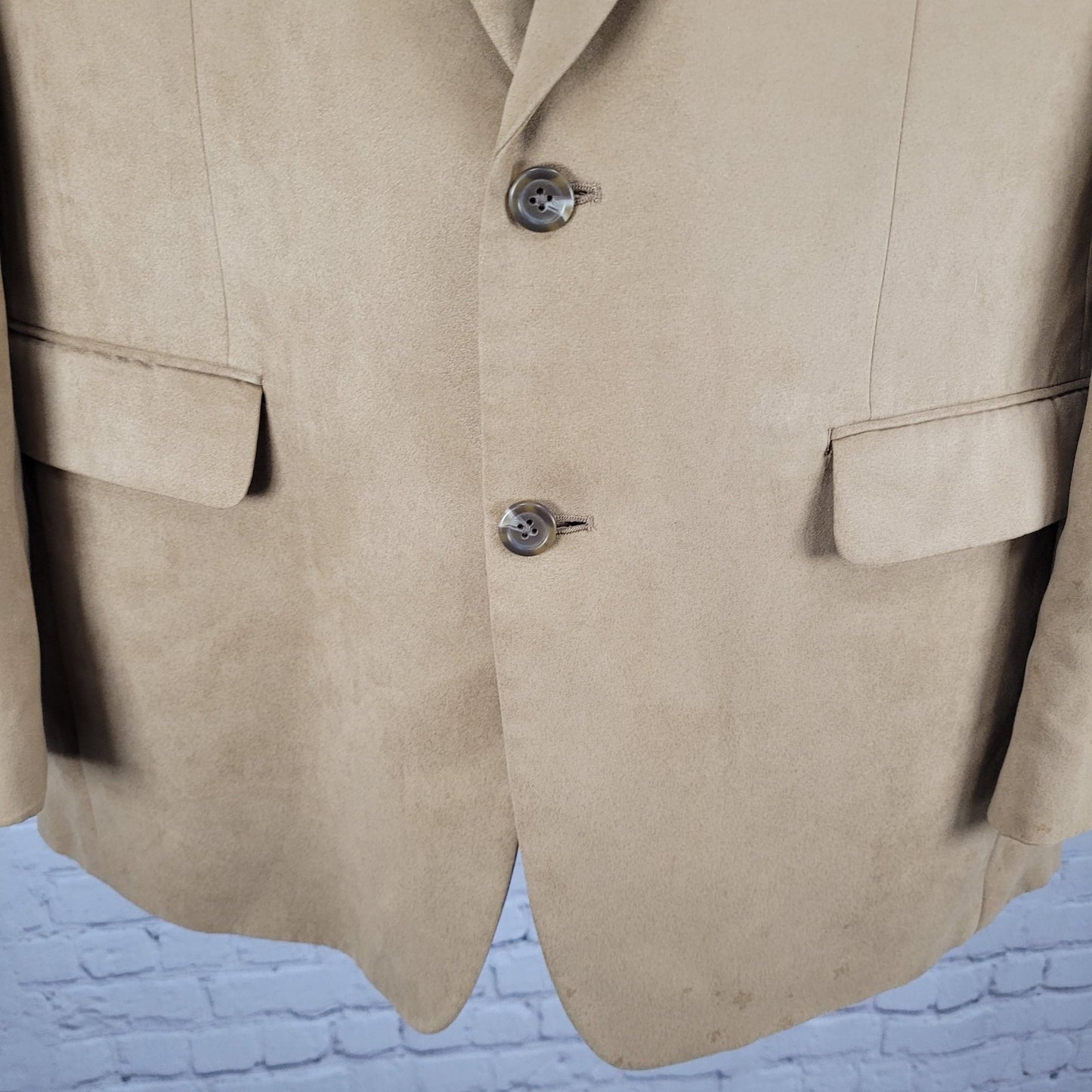 Chaps Ralph Lauren Tan Microfiber 2 Button Vented Notch Blazer Jacket Size 42