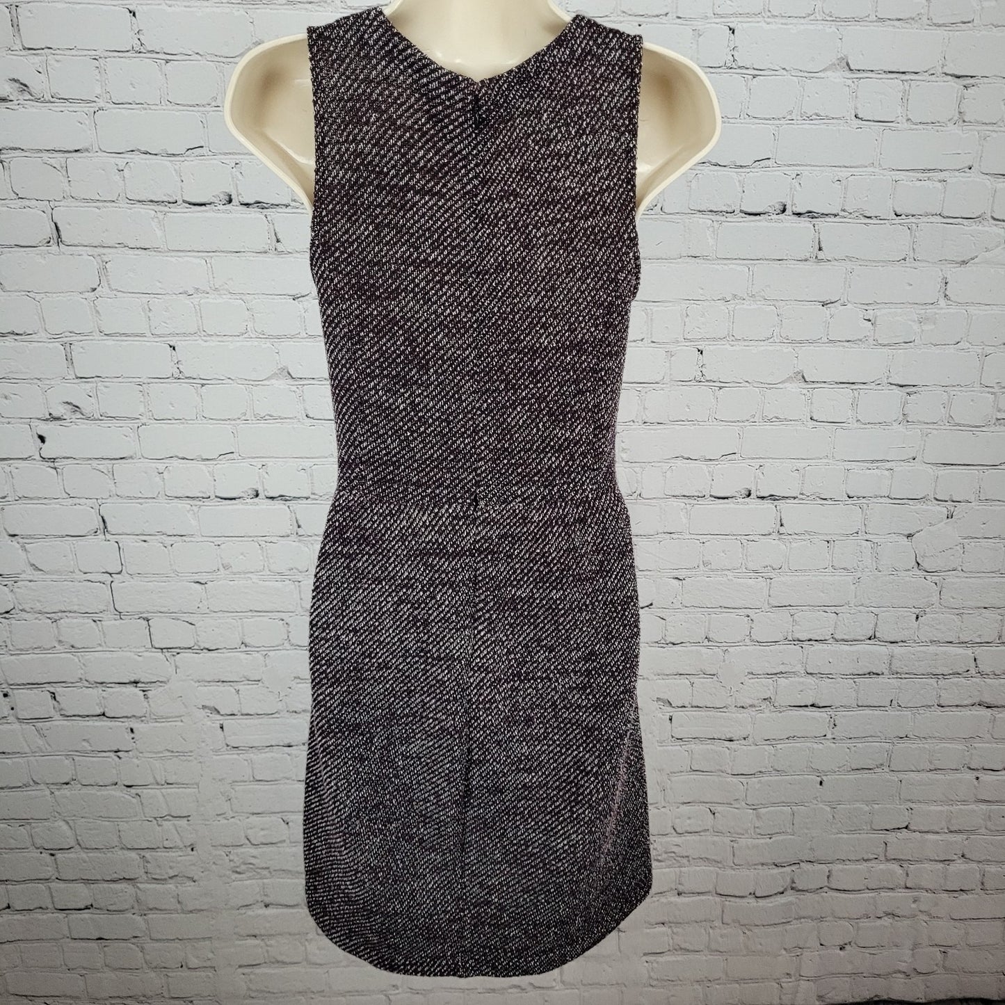 Madewell Purple & Black Plunge Pleated Pockets Fit & Flare Dress Size Small S