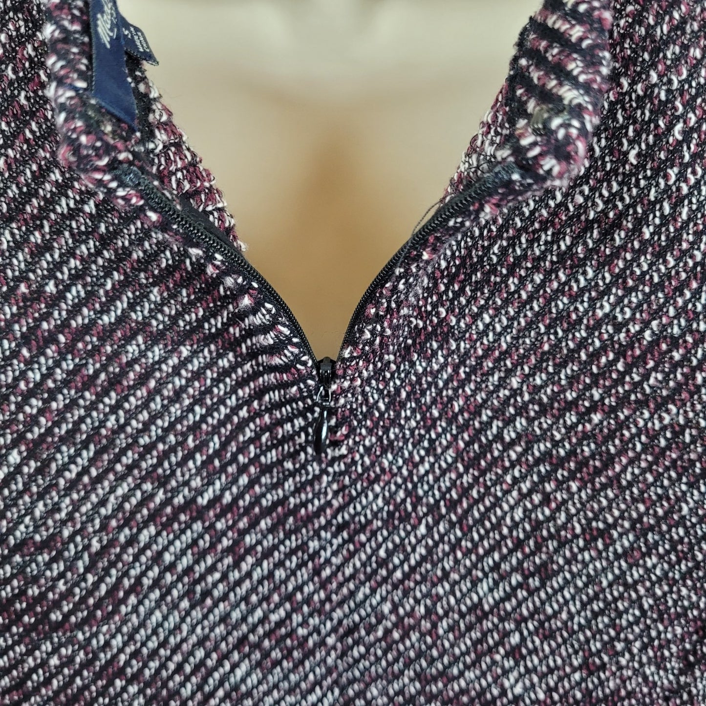 Madewell Purple & Black Plunge Pleated Pockets Fit & Flare Dress Size Small S