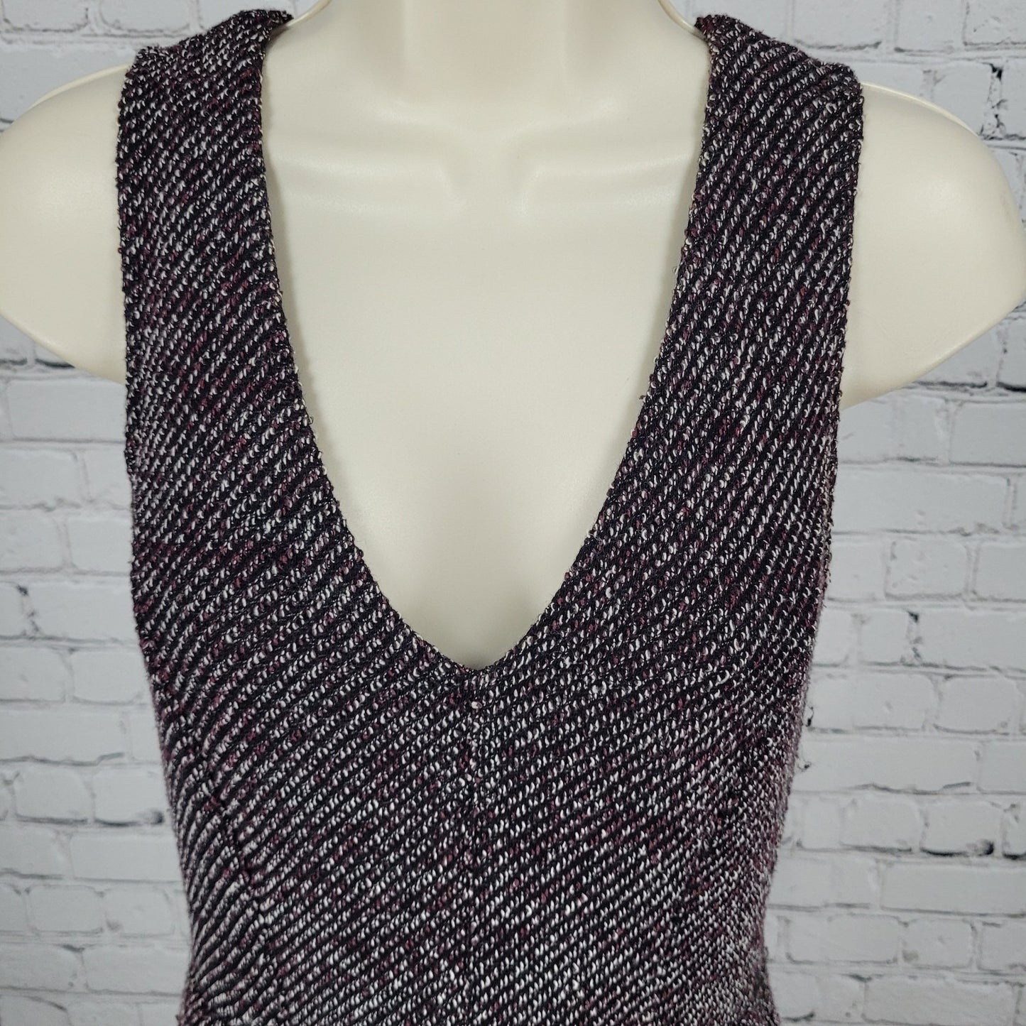 Madewell Purple & Black Plunge Pleated Pockets Fit & Flare Dress Size Small S