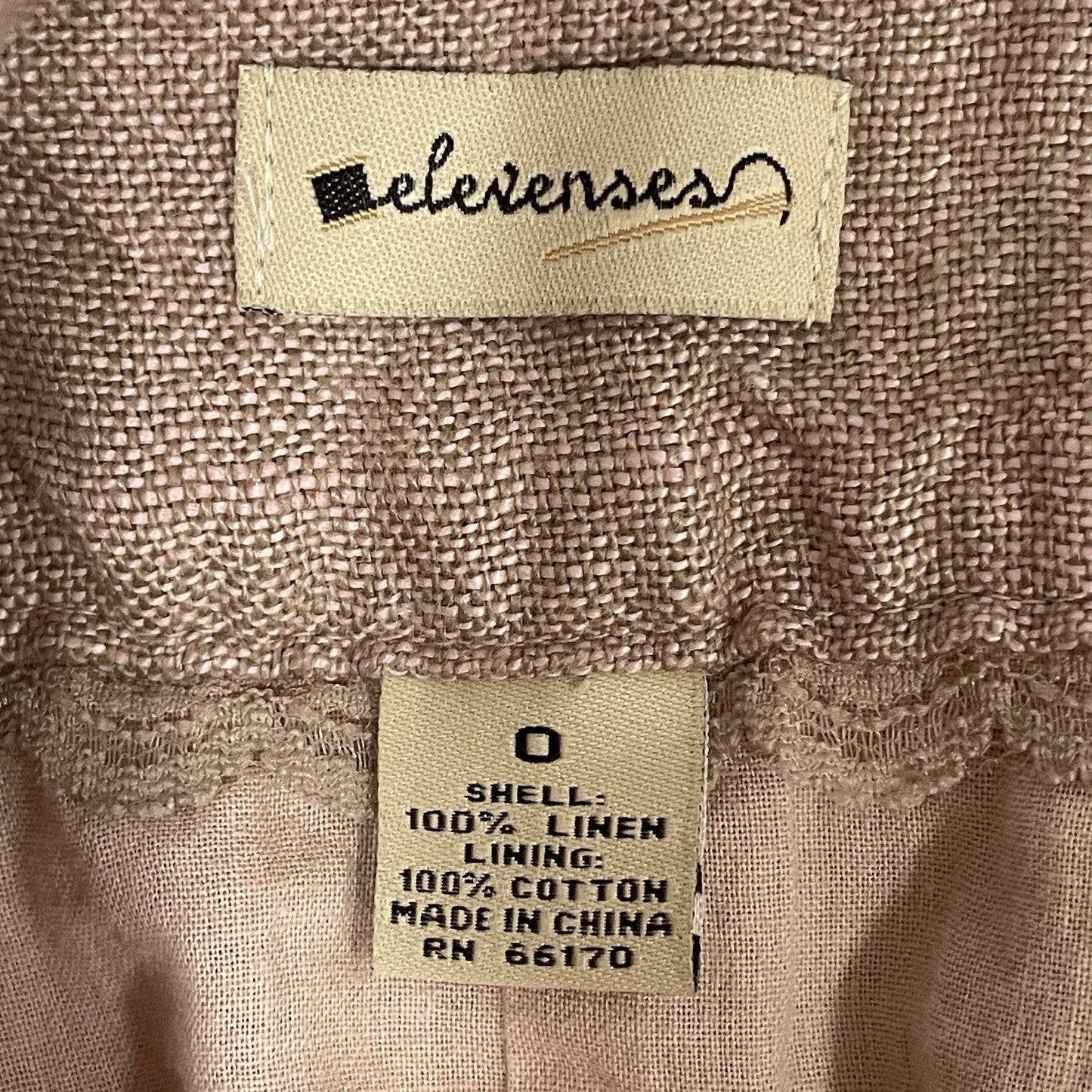Elevenses Anthropologie Beige Linen Knee Length Cotton Pockets A Line Skirt 0