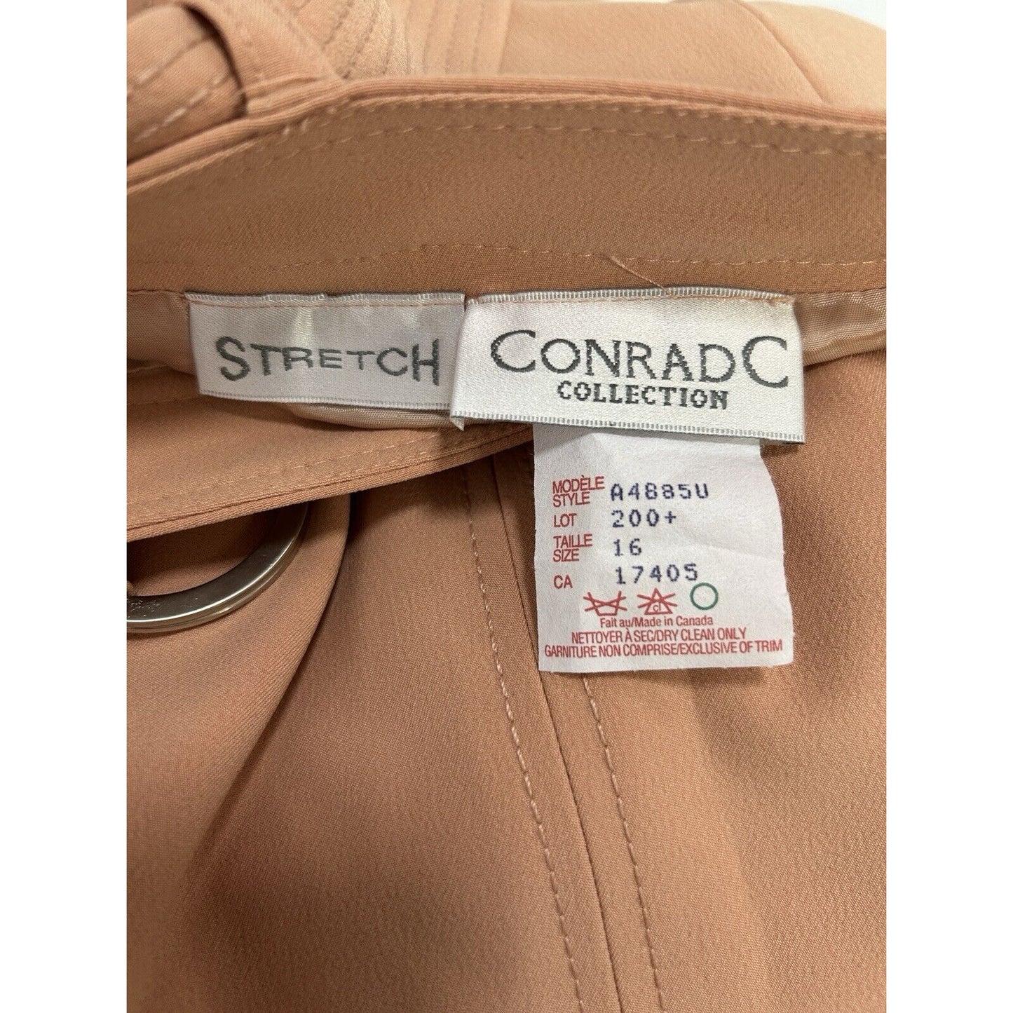 Conrad C Collection Pink Collared Stretch Belted Women’s Skirt Suit Size 16