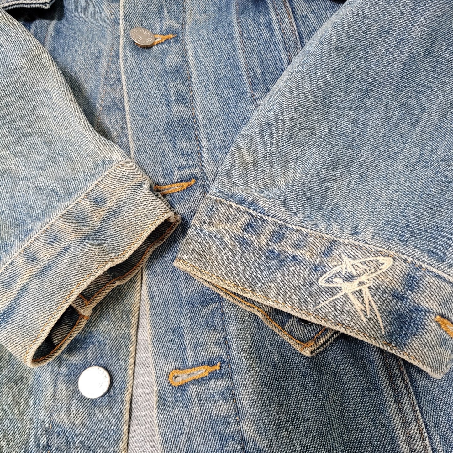 VTG Brockum Heavy Denim Pink Floyd Rock Grunge Jacket USA Made Size Large L