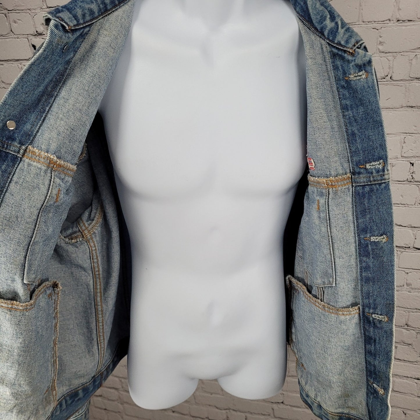 VTG Brockum Heavy Denim Pink Floyd Rock Grunge Jacket USA Made Size Large L