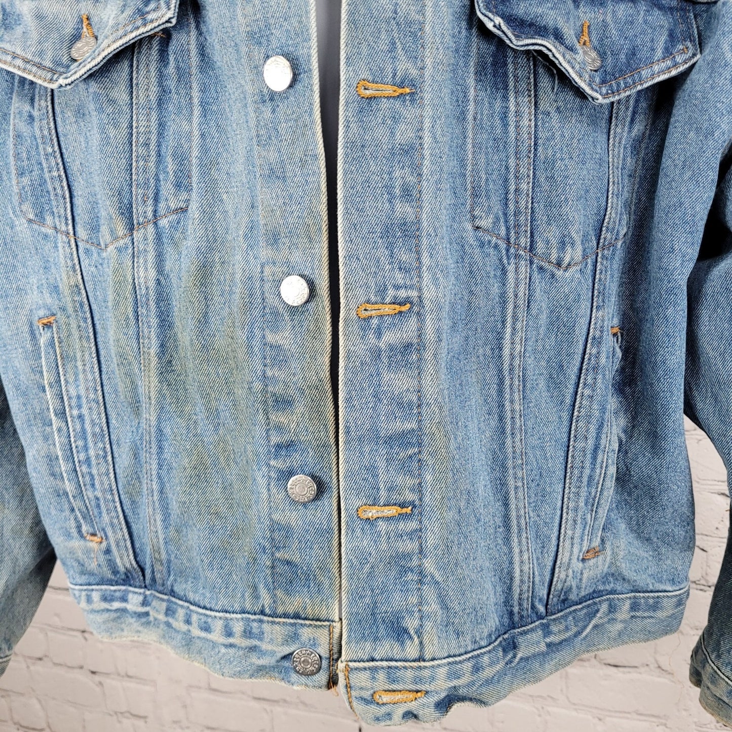 VTG Brockum Heavy Denim Pink Floyd Rock Grunge Jacket USA Made Size Large L
