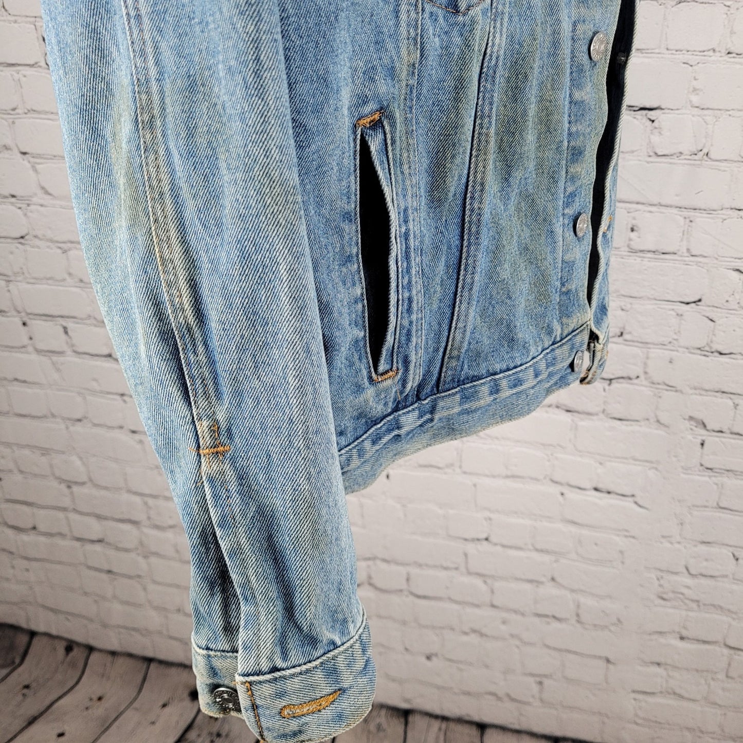 VTG Brockum Heavy Denim Pink Floyd Rock Grunge Jacket USA Made Size Large L