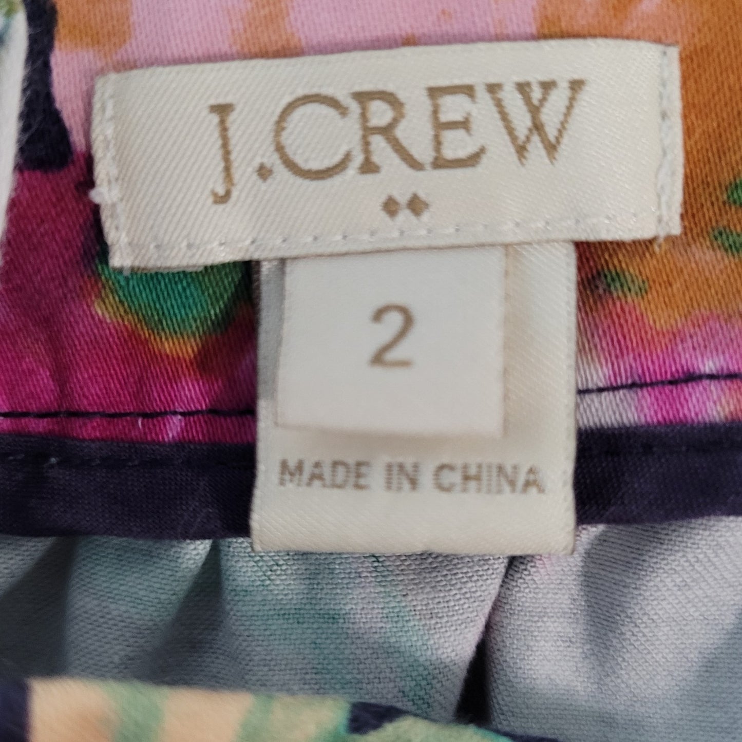 J.CREW Navy Floral Cotton Ruched Pockets Unlined A-Line Skirt Size 2 (26x21)