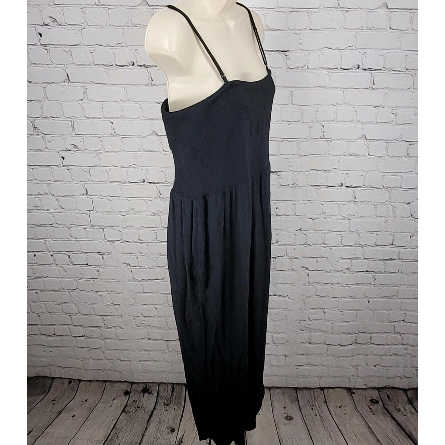 prAna Black Smocked Boho Strappy Adjustable Pockets Crop 1 Piece Jumper Size XL