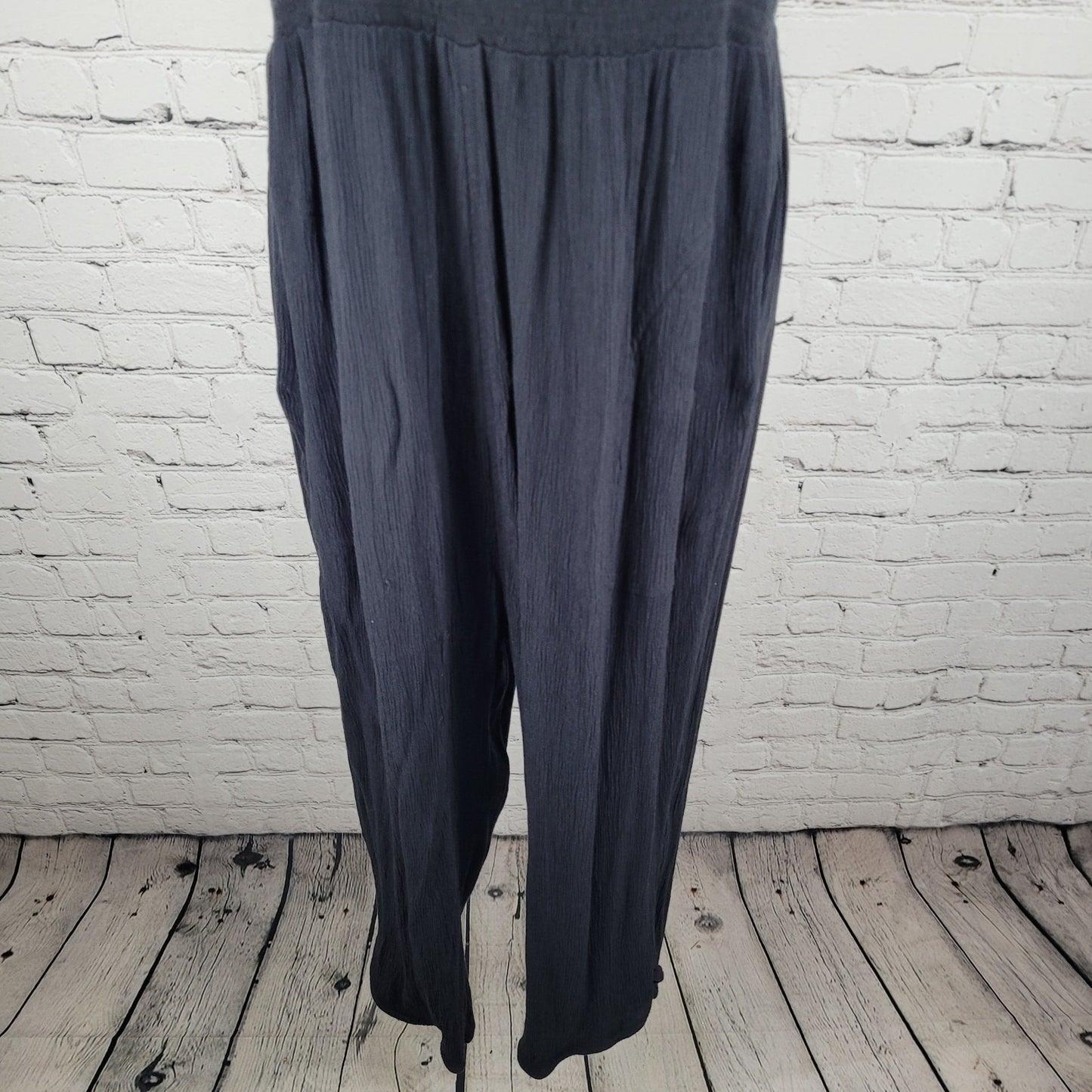 prAna Black Smocked Boho Strappy Adjustable Pockets Crop 1 Piece Jumper Size XL