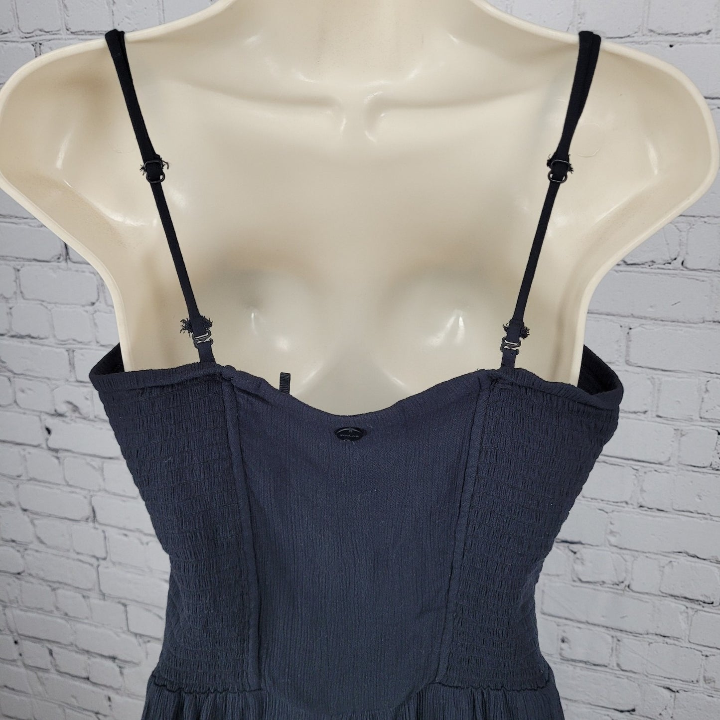 prAna Black Smocked Boho Strappy Adjustable Pockets Crop 1 Piece Jumper Size XL