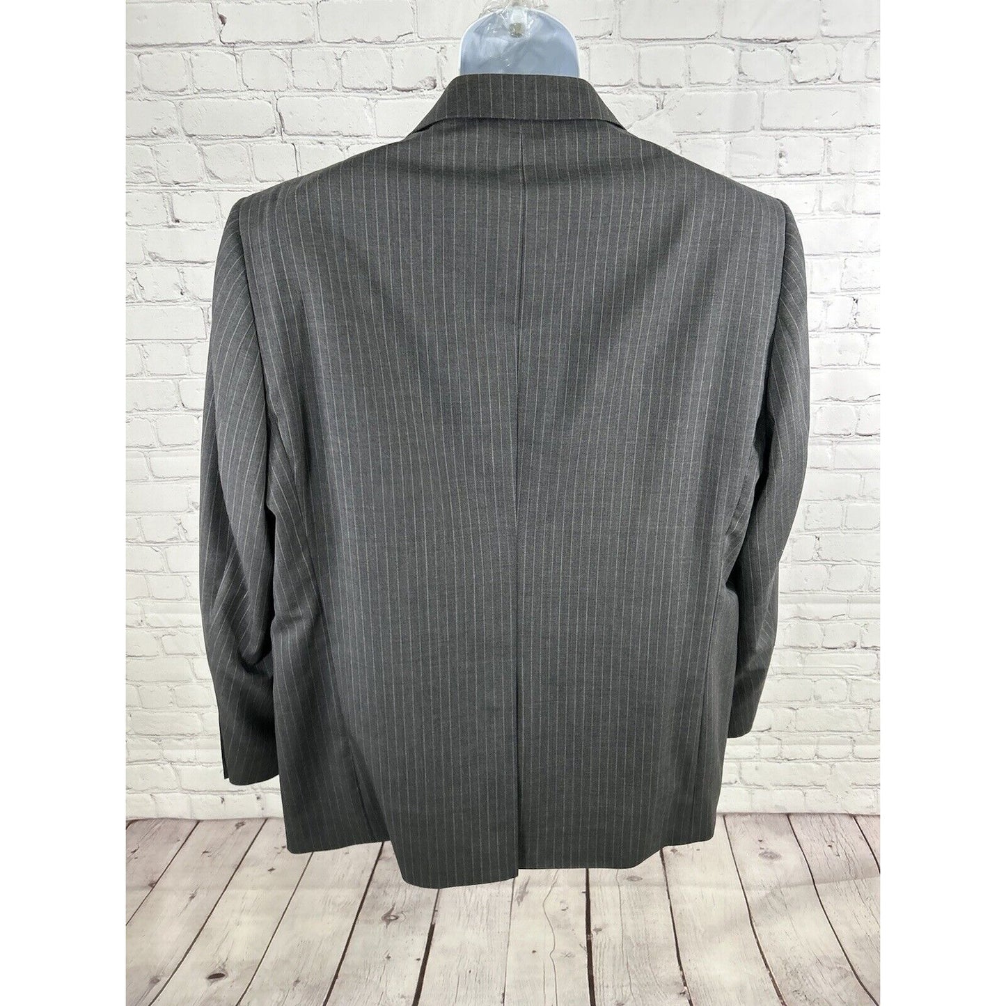Stafford Tailored Culture Gray Wool Stripe Two Button Blazer Jacket Men’s 48R