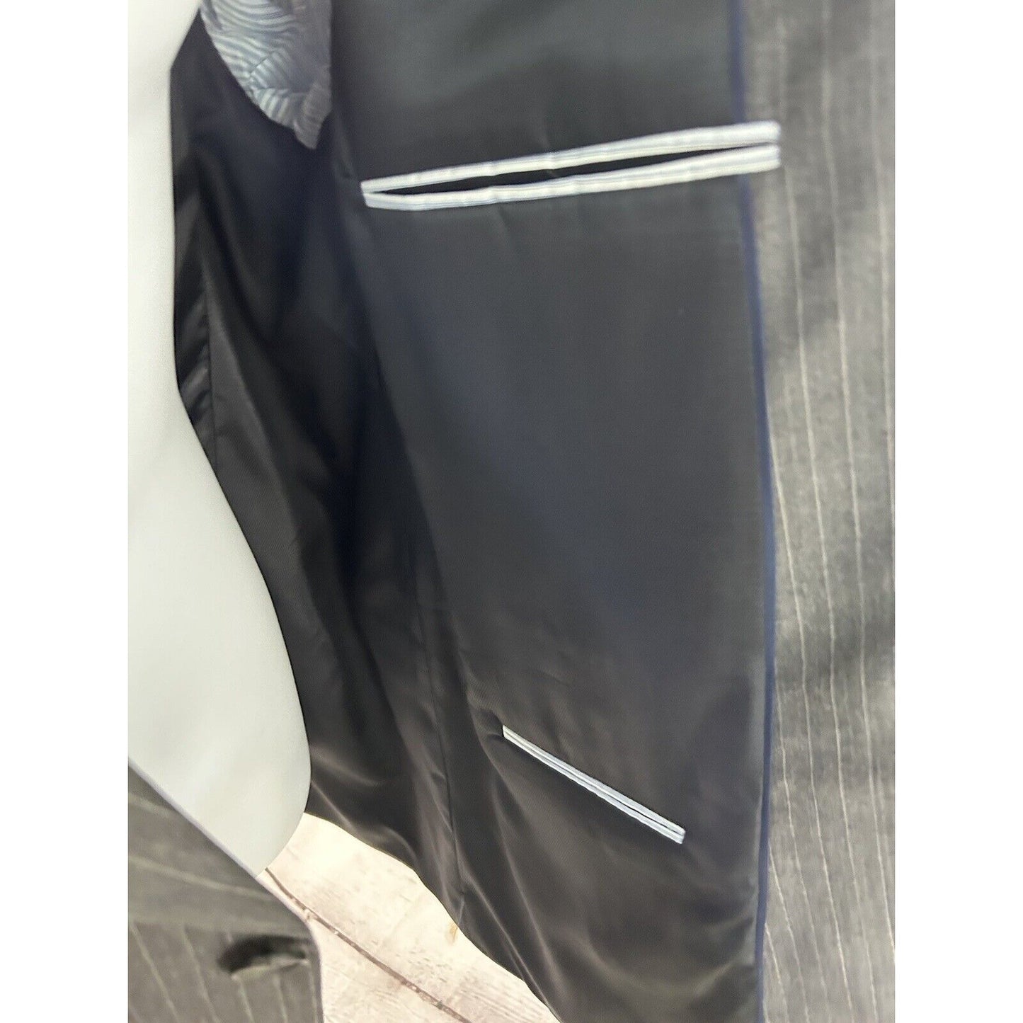 Stafford Tailored Culture Gray Wool Stripe Two Button Blazer Jacket Men’s 48R