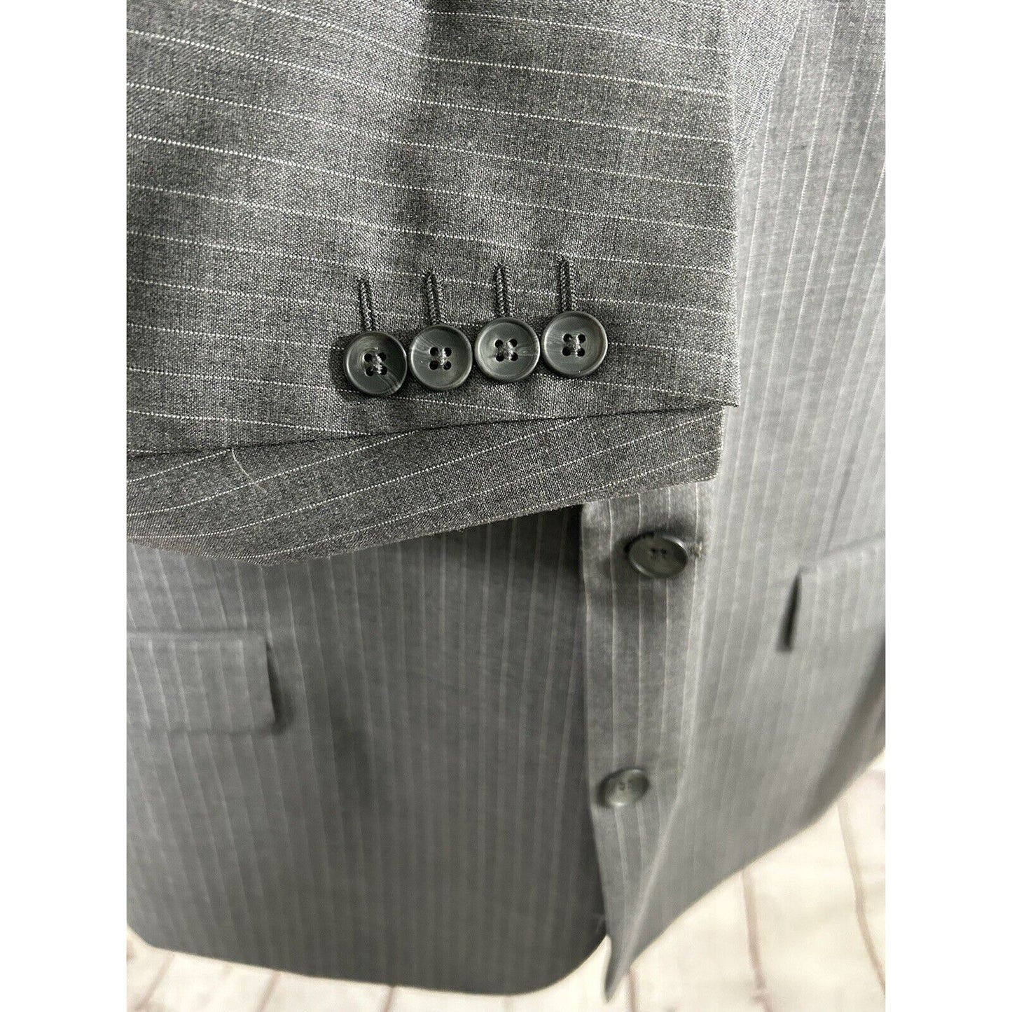 Stafford Tailored Culture Gray Wool Stripe Two Button Blazer Jacket Men’s 48R