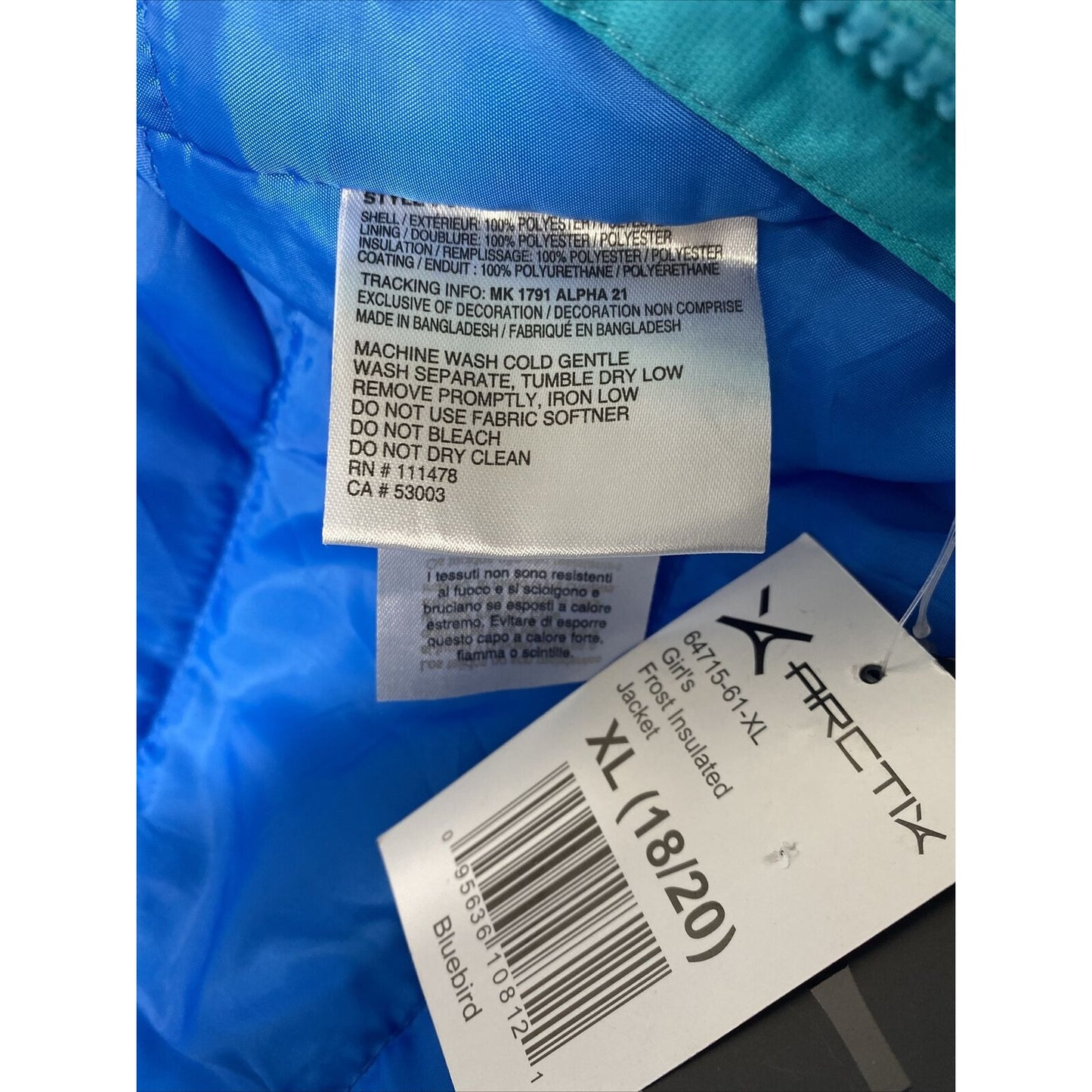 NWT Arctix Bluebird Frost Insulated Full Zip Hooded 5k Snow Jacket Girls XL