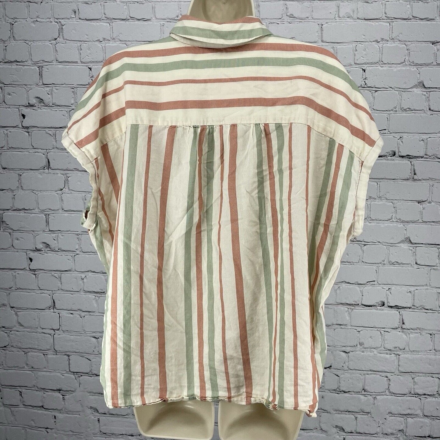 Madewell Striped Lightweight Boxy Collared Button Up Blouse Top Size Large L