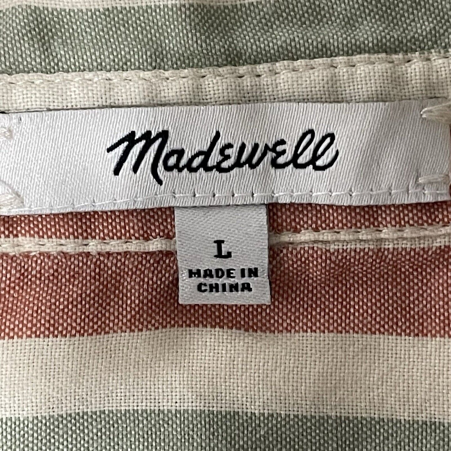 Madewell Striped Lightweight Boxy Collared Button Up Blouse Top Size Large L