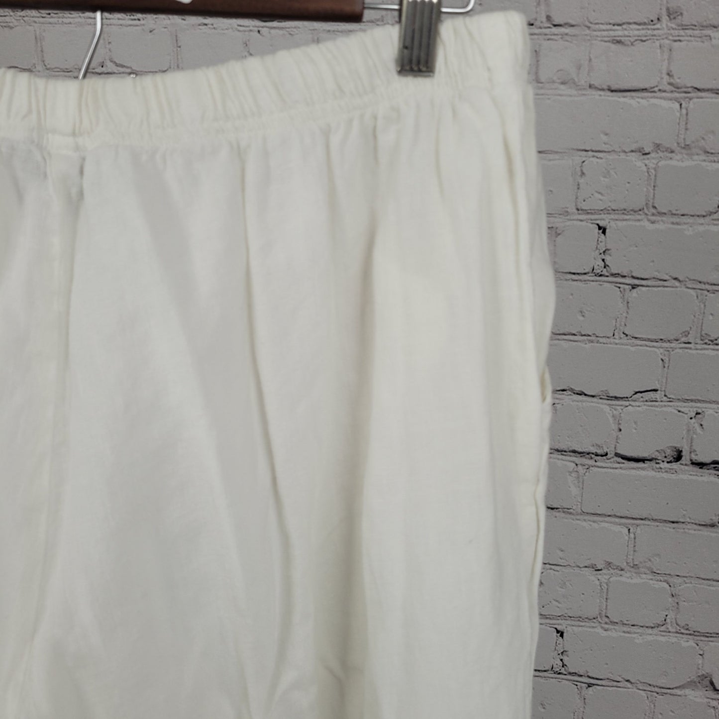 Hari Casuals White 100% Linen Wide Leg High Waist Pants LA USA Size XL (30x29)