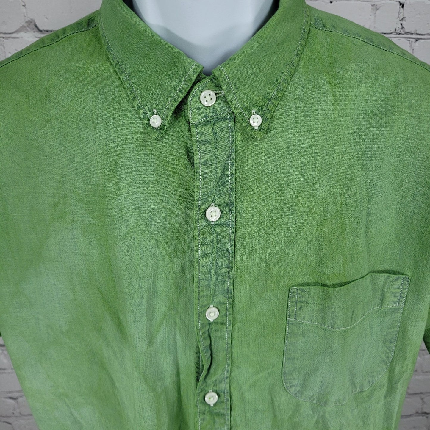 J.CREW Green Organic Cotton Classic Fit Button Down Collar Shirt Size Large L