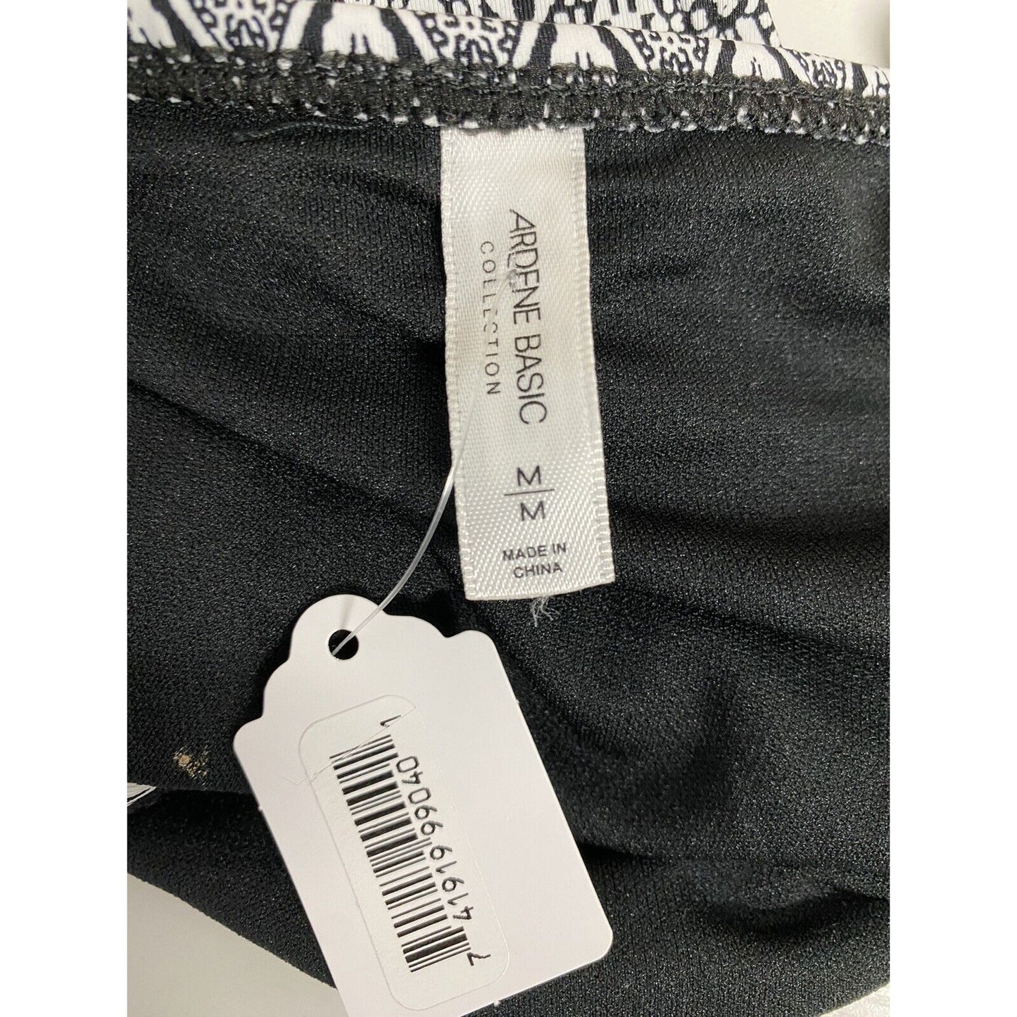 NWT Ardene Basic Collection Black White Aztec Floral Side Tie Swimsuit Bottoms M