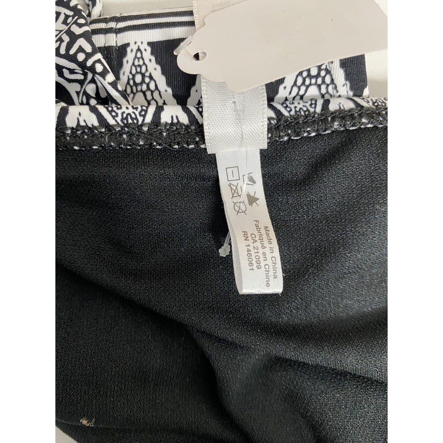 NWT Ardene Basic Collection Black White Aztec Floral Side Tie Swimsuit Bottoms M