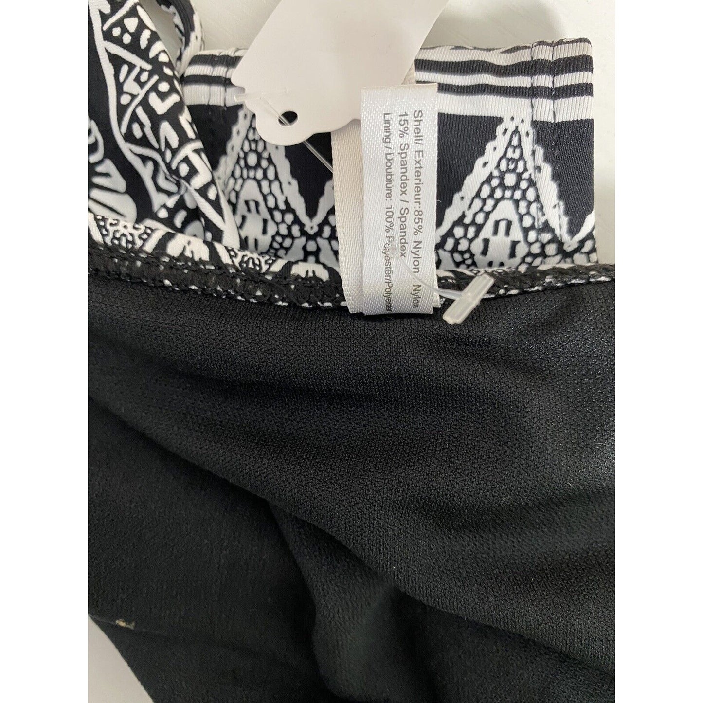 NWT Ardene Basic Collection Black White Aztec Floral Side Tie Swimsuit Bottoms M
