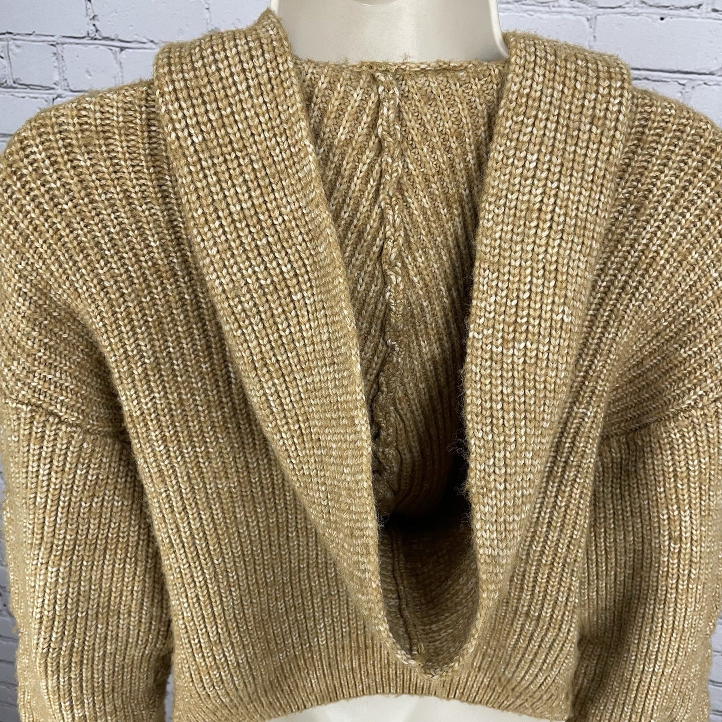 Zara Yellow Chunky Knit Hooded Balloon Sleeve Pullover Sweater Girls Size 13-14
