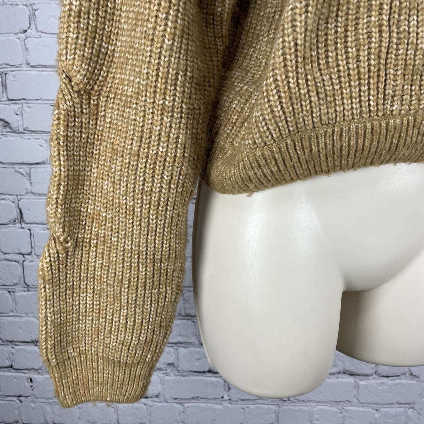 Zara Yellow Chunky Knit Hooded Balloon Sleeve Pullover Sweater Girls Size 13-14
