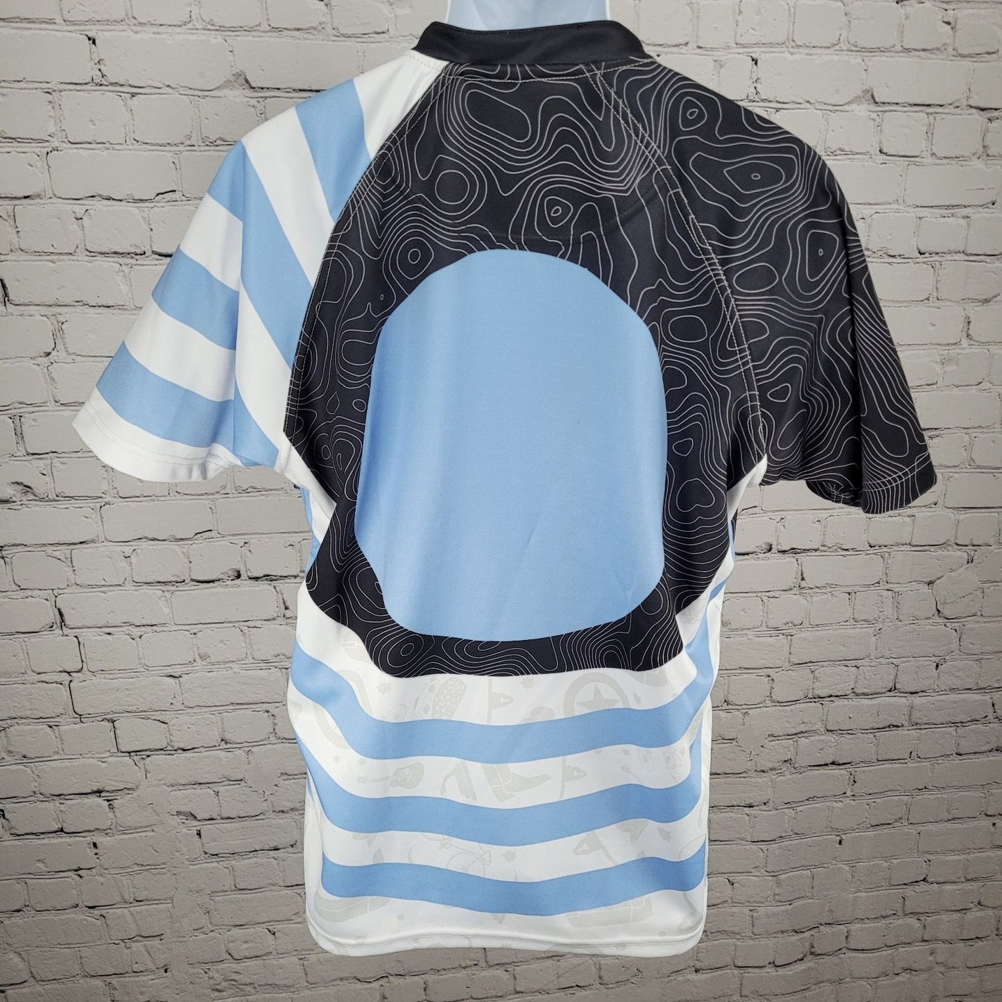 Austin Huns White & Blue ATX Austin TX Rugby Sports Short Sleeve Shirt Jersey XL