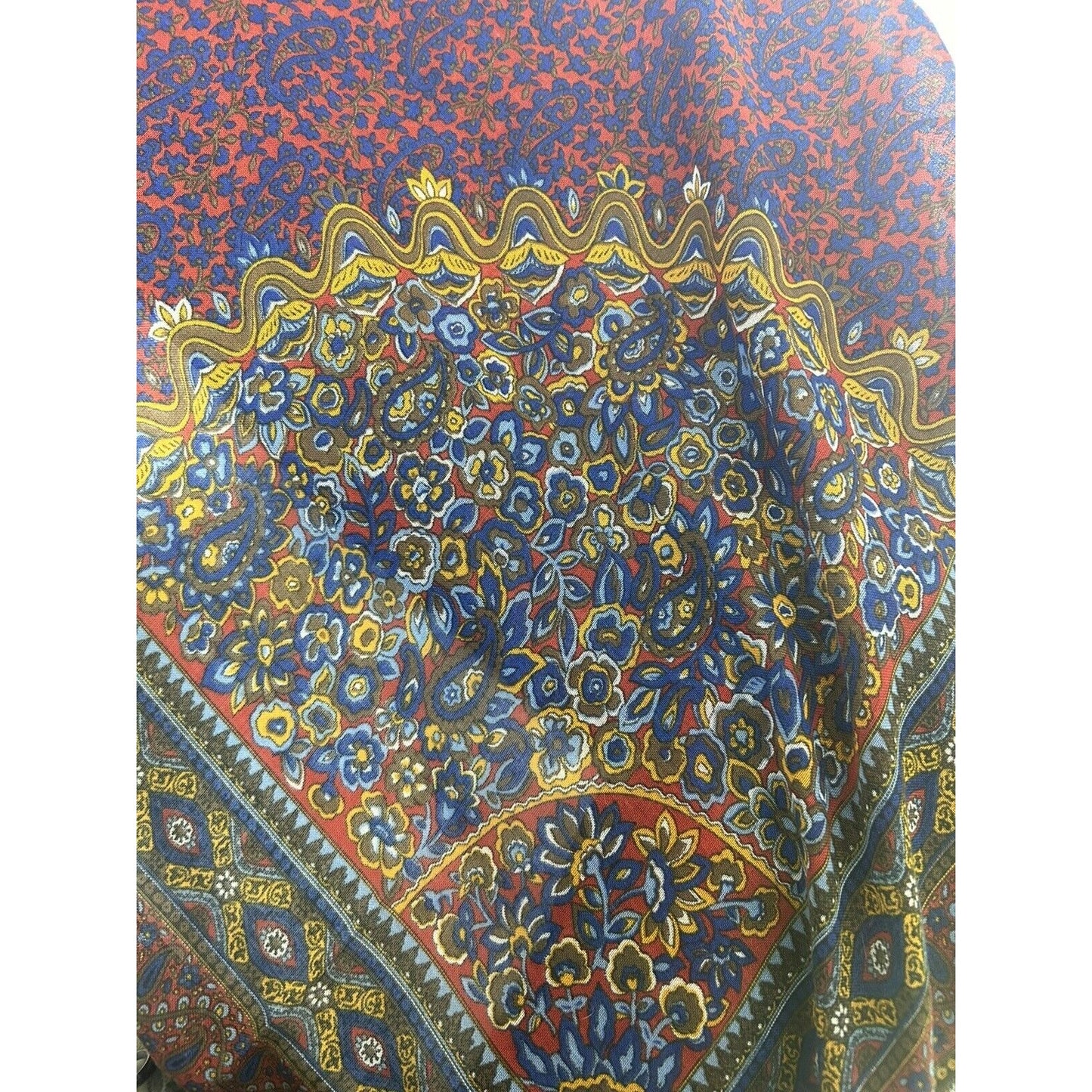 Creation Francaise Big Square Semi Sheer Floral Scarf Shawl Wrap Fringe 47x47