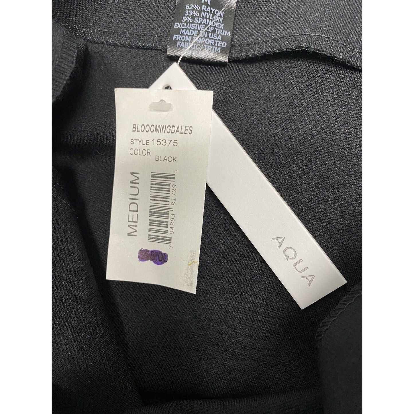 NWT Aqua Bloomingdale’s Black A Line Knee Length Side Zip Skirt M