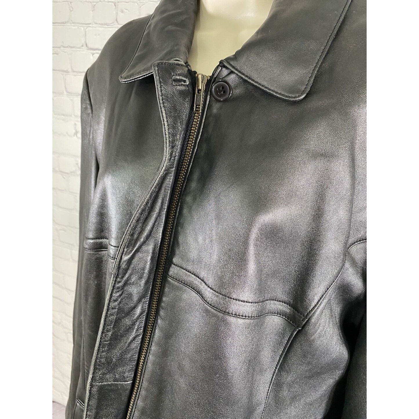 Leather Limited Black 100% Leather Lined Full Zip Motorcycle Jacket Womens XL