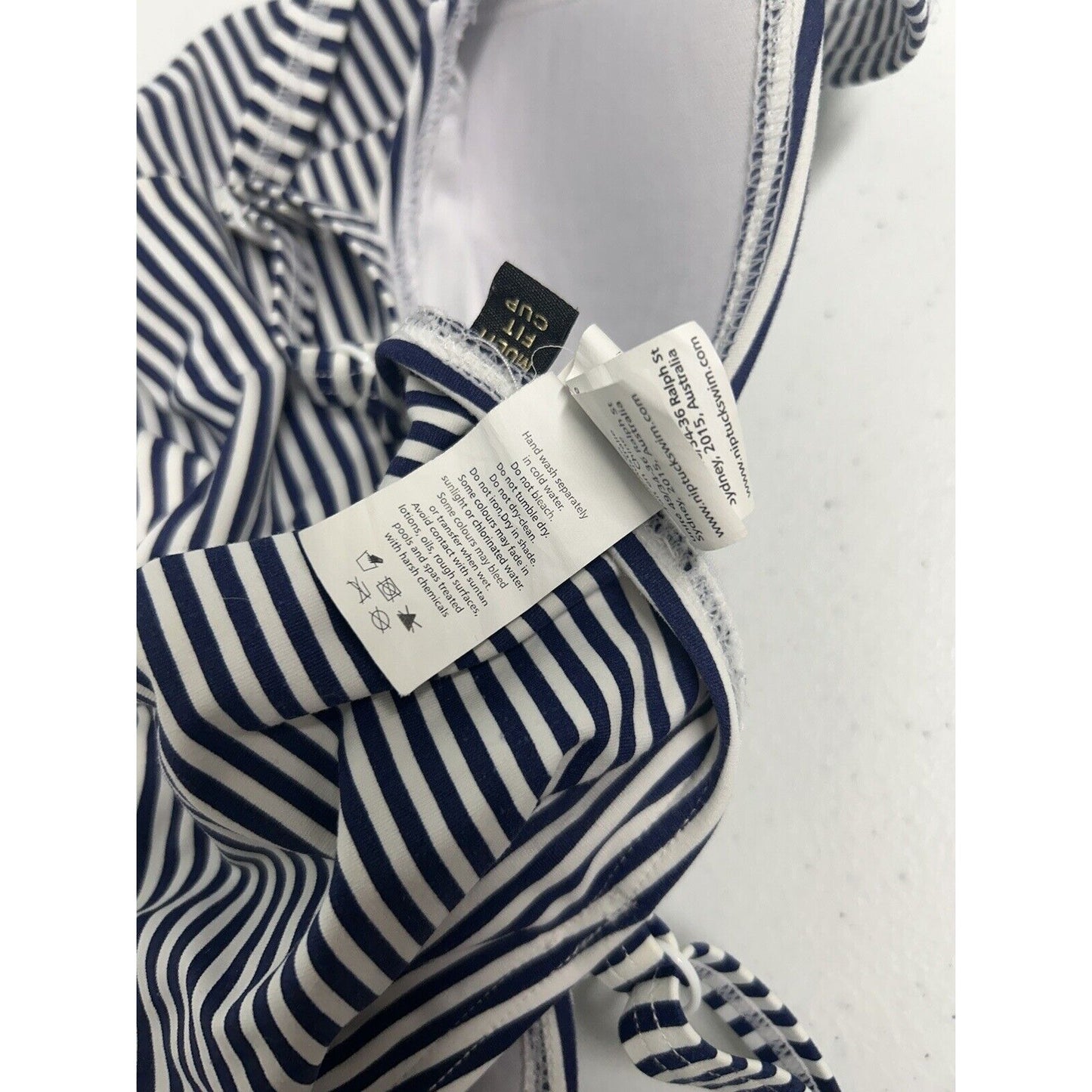 Nip Tuck One Piece Swimsuit Bathing Suit Navy White Stripes Multi Fit Cups 12