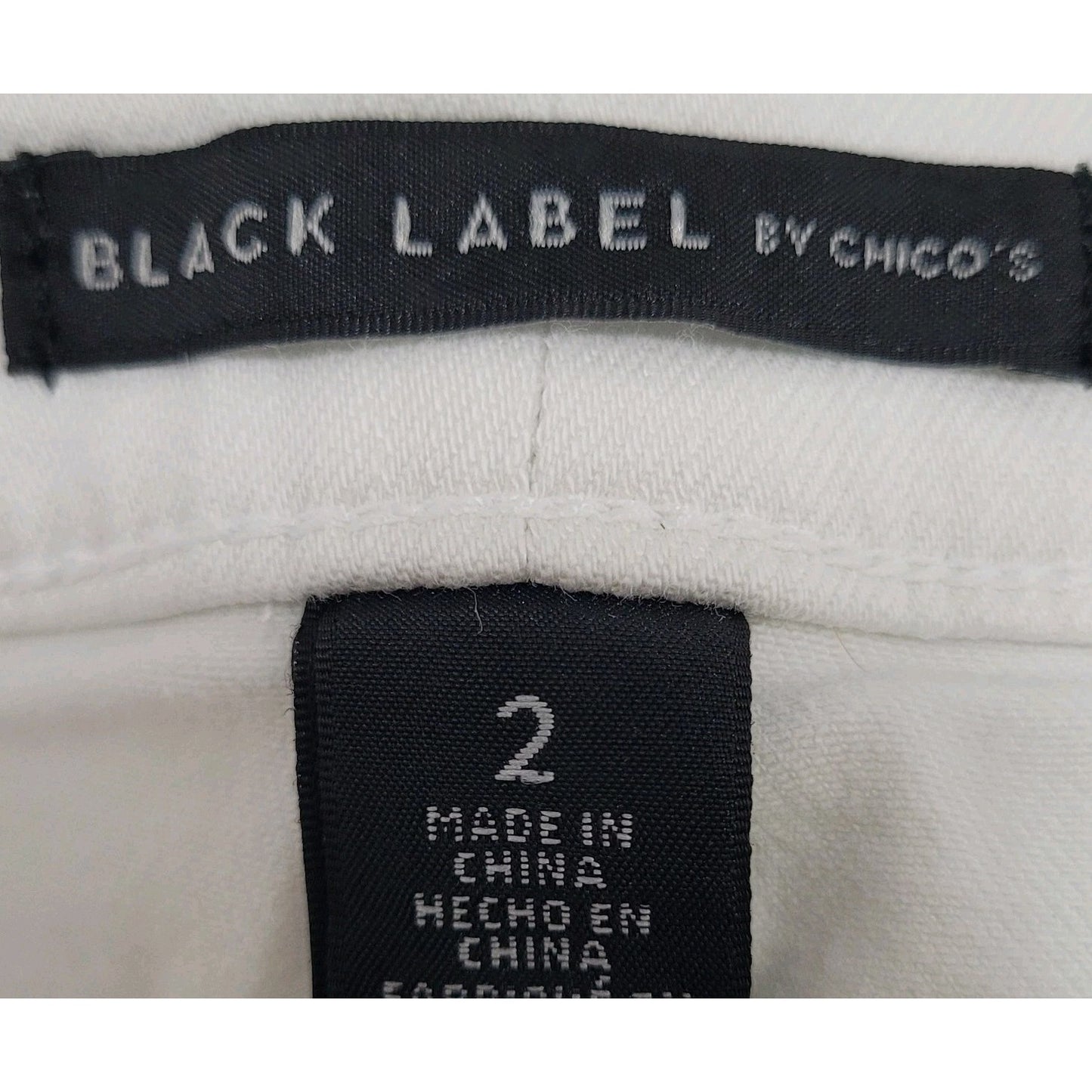 Black Label Chico's White Lace Appliqué Stretch Jeans Size 2 US 12 (34x27)