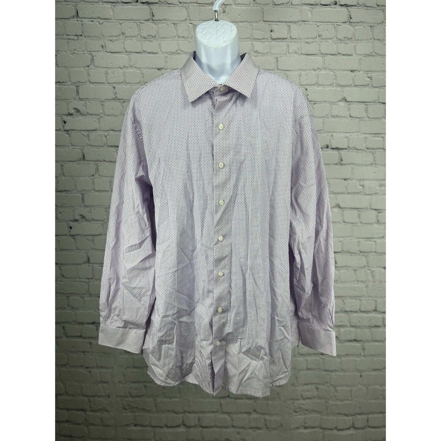 NWT Synrgy Light Purple Cotton Diamond Printed Button Up Dress Shirt Size 2XL