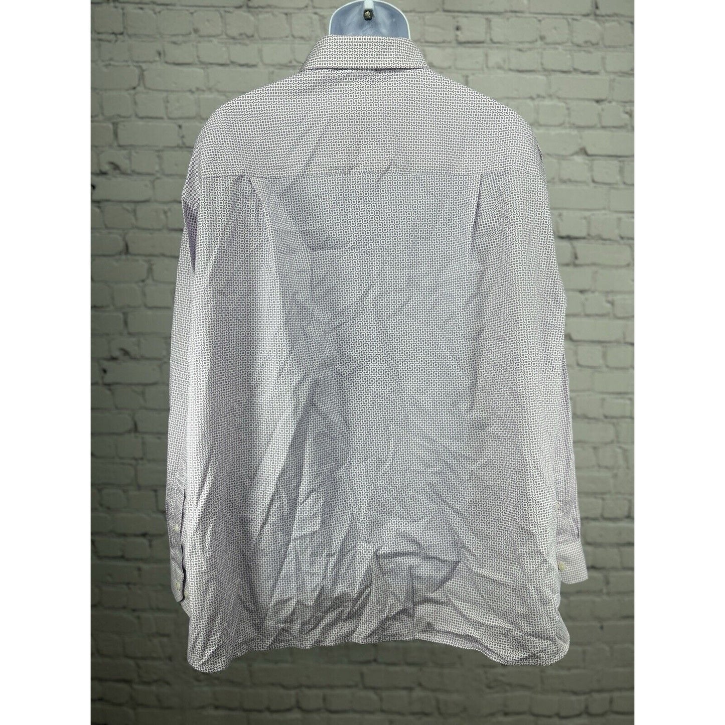 NWT Synrgy Light Purple Cotton Diamond Printed Button Up Dress Shirt Size 2XL
