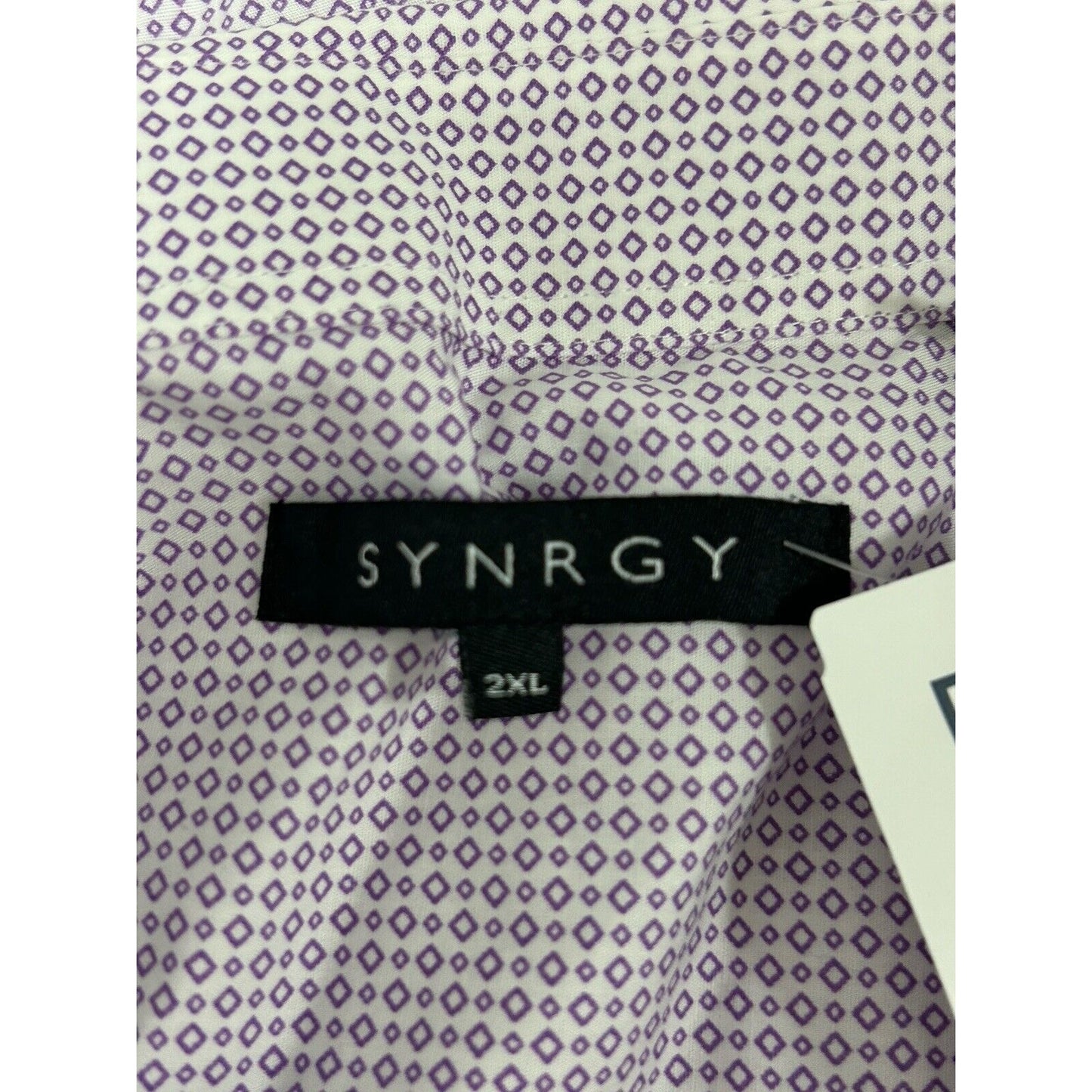 NWT Synrgy Light Purple Cotton Diamond Printed Button Up Dress Shirt Size 2XL
