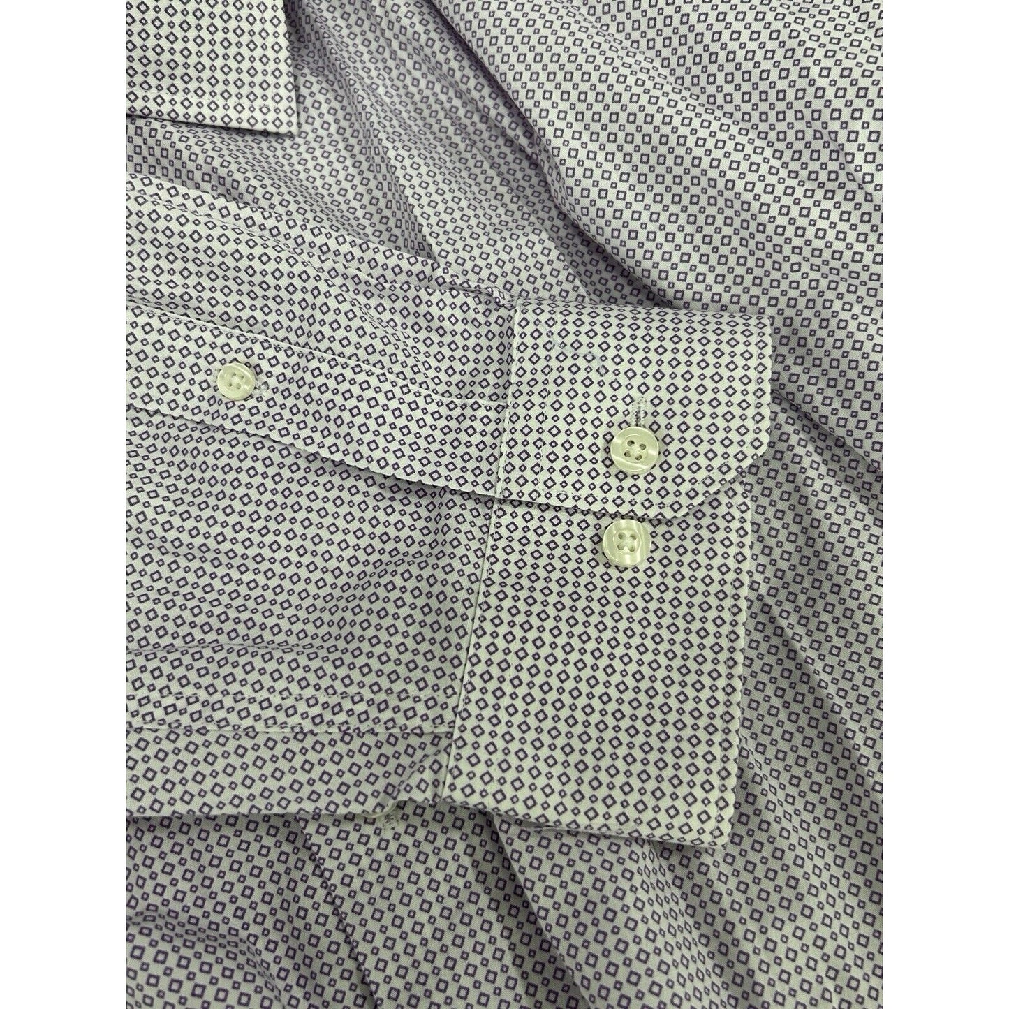 NWT Synrgy Light Purple Cotton Diamond Printed Button Up Dress Shirt Size 2XL