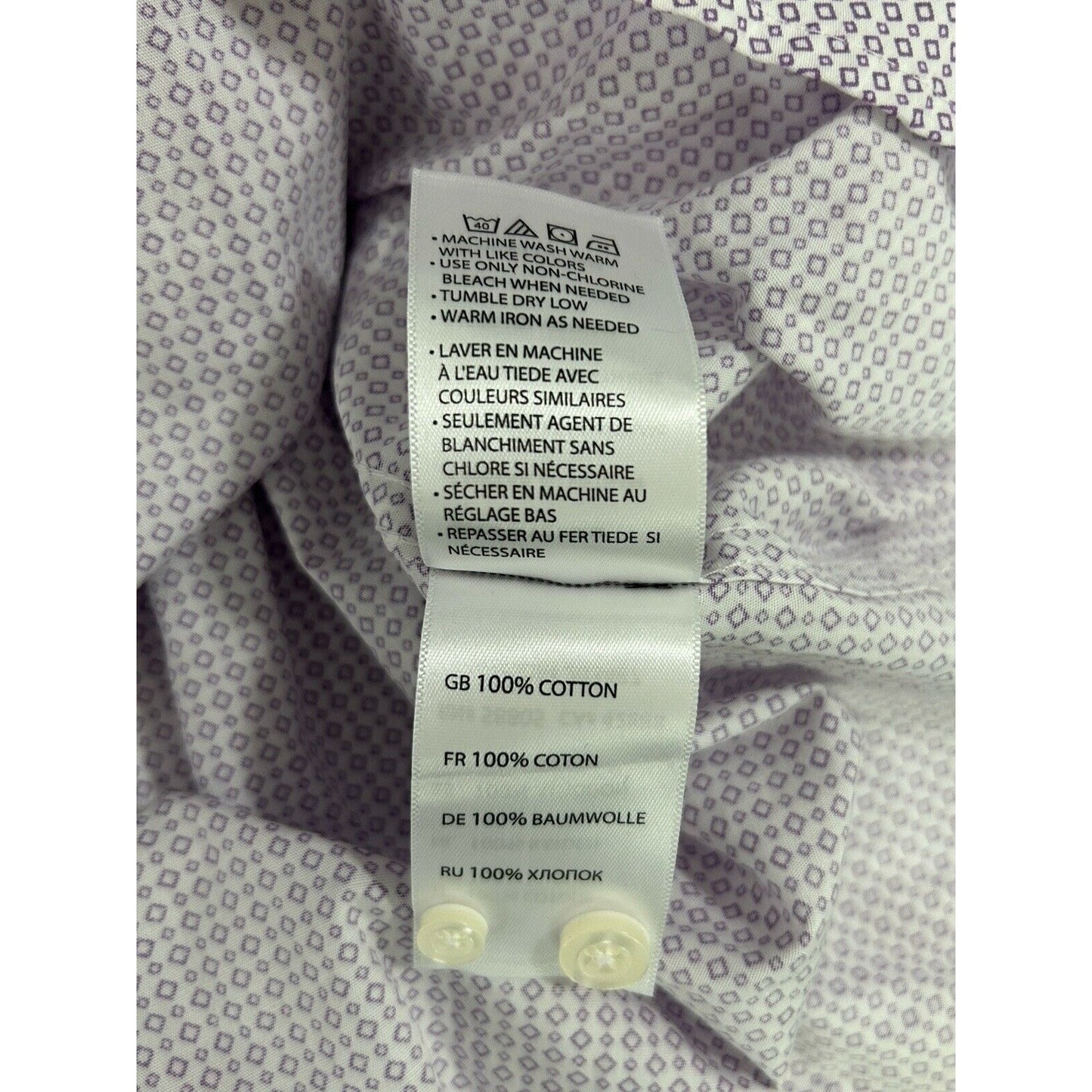 NWT Synrgy Light Purple Cotton Diamond Printed Button Up Dress Shirt Size 2XL