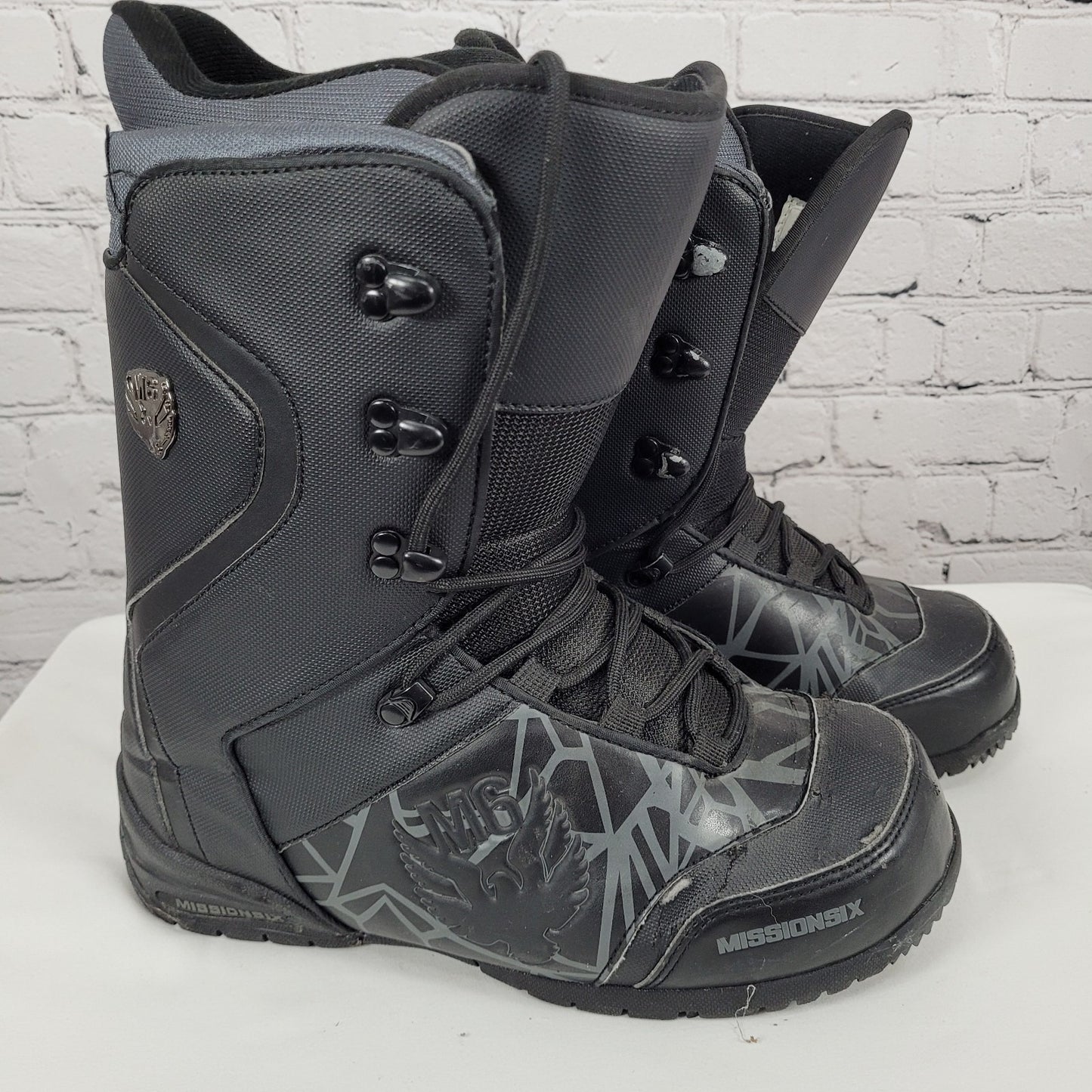 Mission Six M6 Black & Grey Graphic Print Snowboard Shoes Boots Size M 10